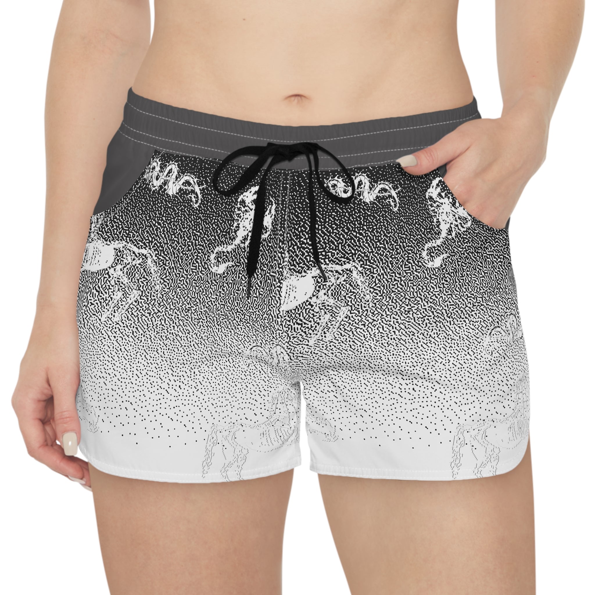 Unicorn Gradient Sleep Shorts — Black & White Magical AOP Lounge Shorts