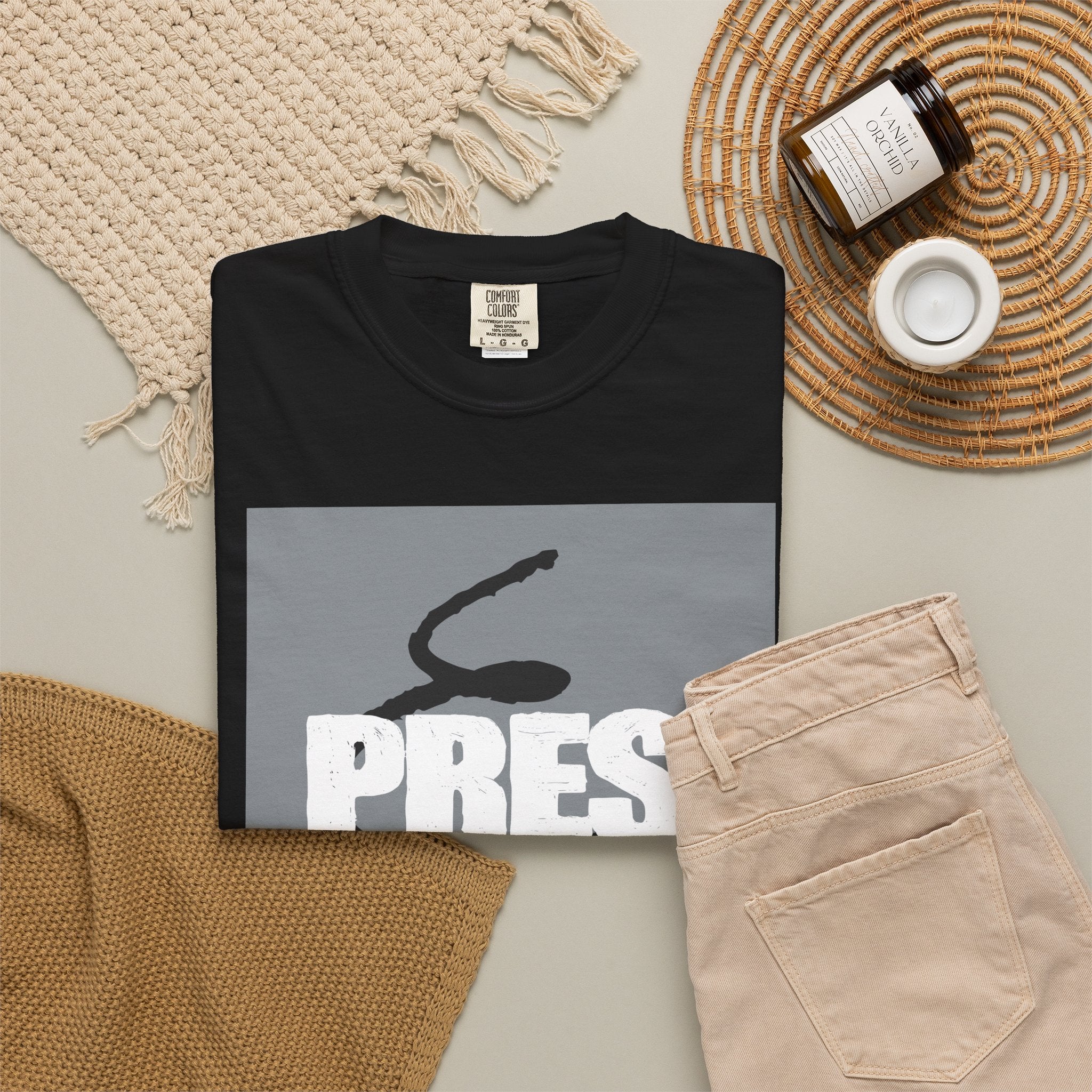 Pressure Graphic T-Shirt — Bold Text & Abstract Ink Illustration