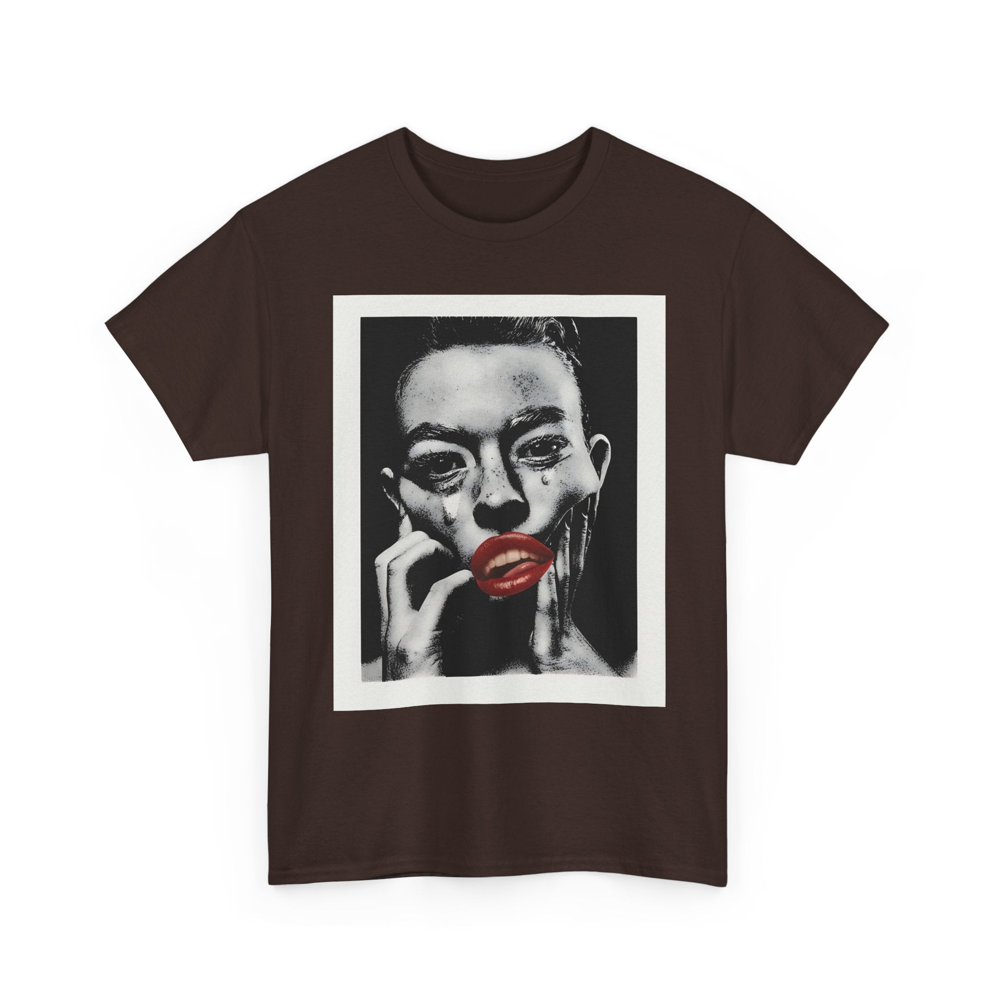Artistic Unisex Heavy Cotton Tee, Abstract Portrait Graphic Shirt, Unique Everyday Wear, Gift for Art Lovers, Streetwear Fashion