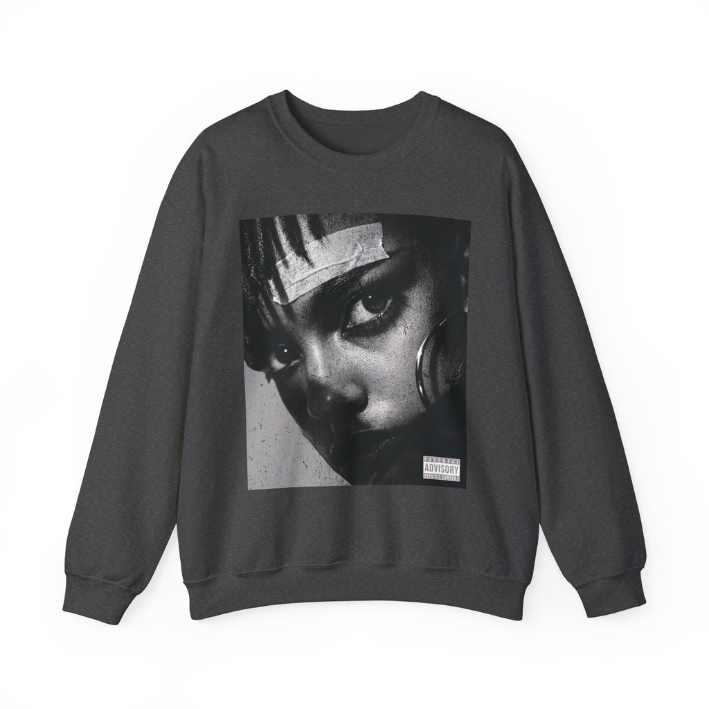 Black and White Portrait Crewneck Sweatshirt | Moody Face Graphic