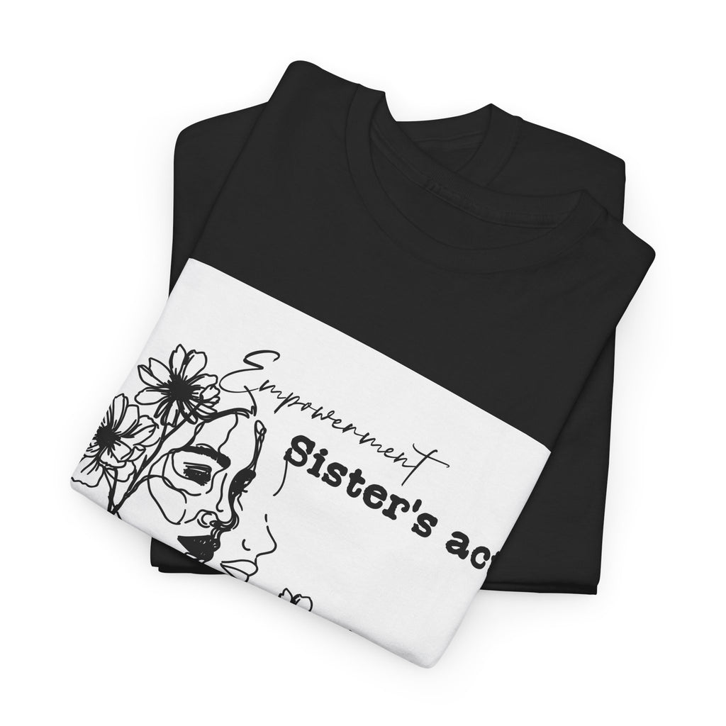 Sisters Act Line Art Faces tee Floral Portrait T-Shirt
