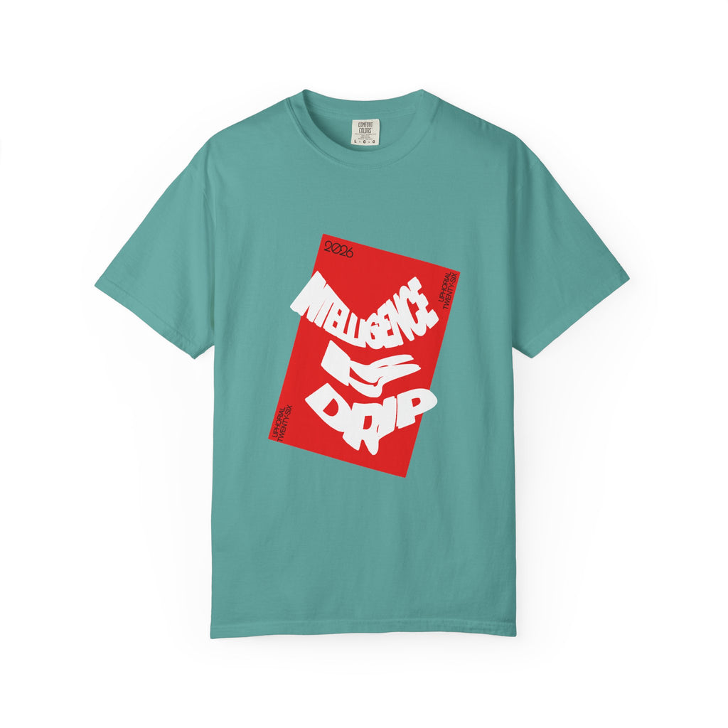 Graphic Tee — "Intelligence Drip" Red Block Design