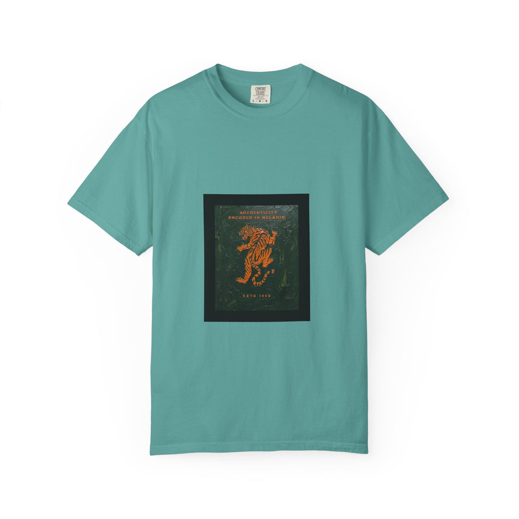 Vintage Botanical Tiger Graphic T-Shirt – "Into Wild" Garment-Dyed Tee
