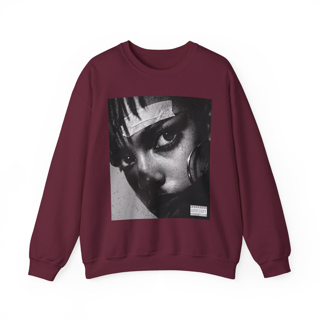 Black and White Portrait Crewneck Sweatshirt | Moody Face Graphic
