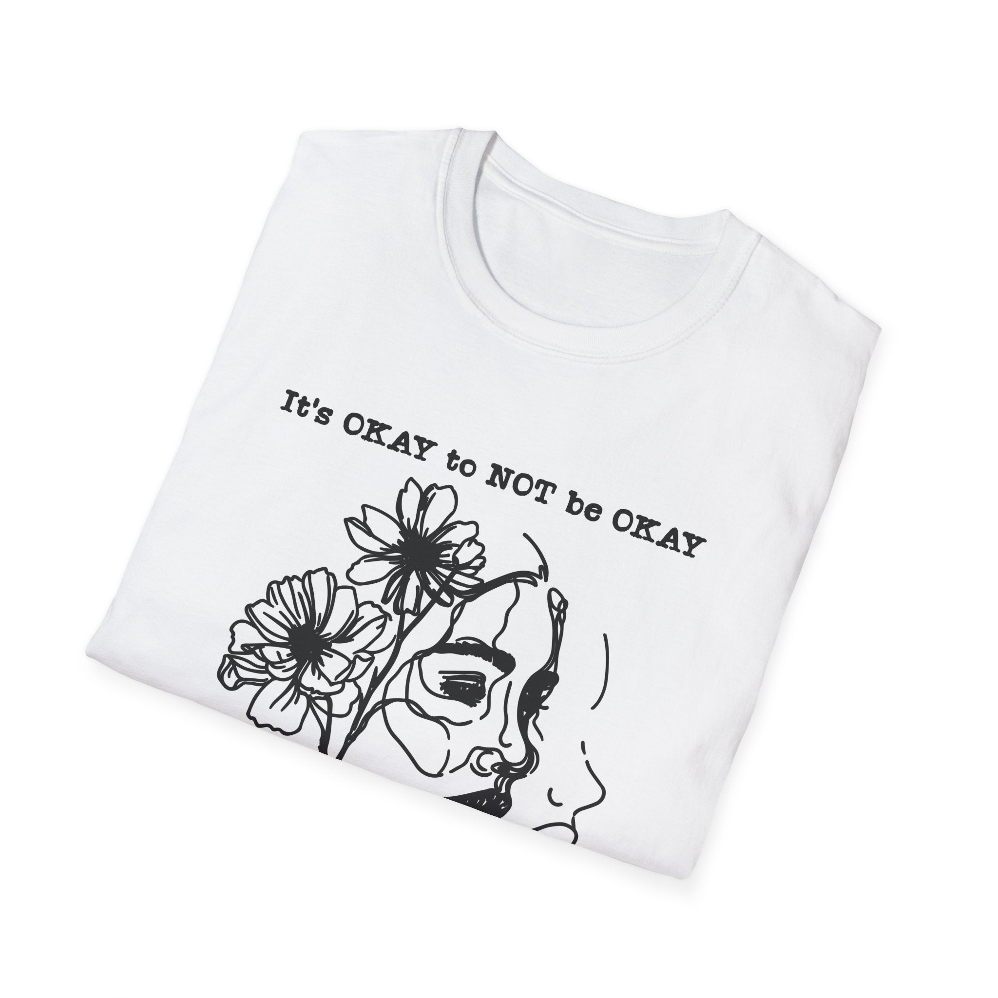 T‑Shirt “It’s OKAY to NOT be OKAY” Mental Health Floral Line Art Tee
