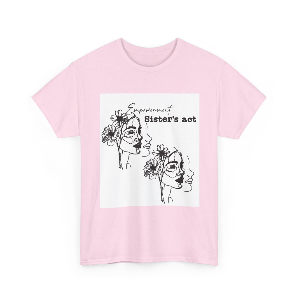 Sisters Act Line Art Faces tee Floral Portrait T-Shirt