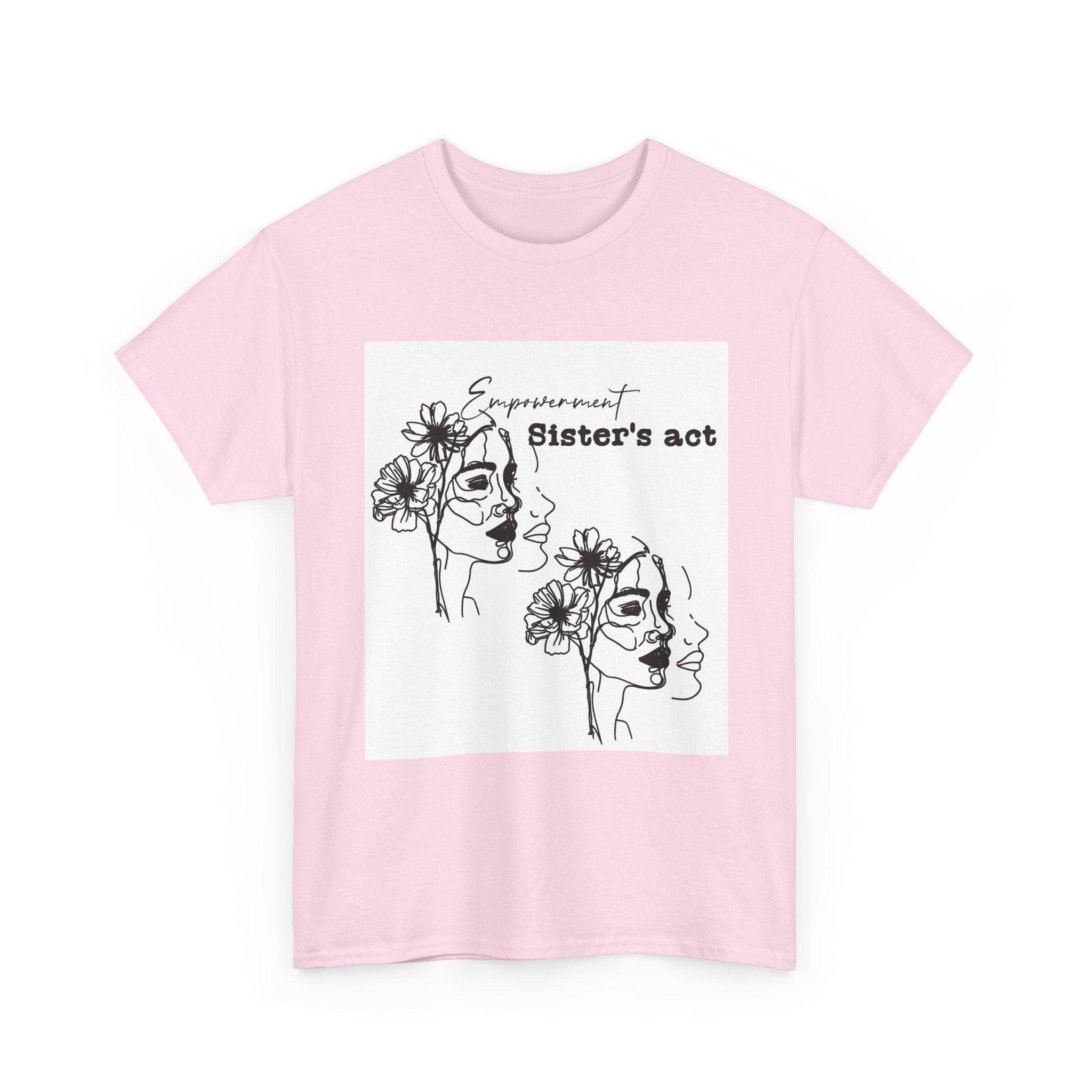 Sisters Act Line Art Faces tee Floral Portrait T-Shirt