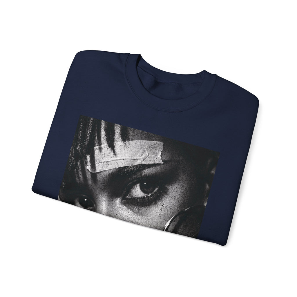 Black and White Portrait Crewneck Sweatshirt | Moody Face Graphic