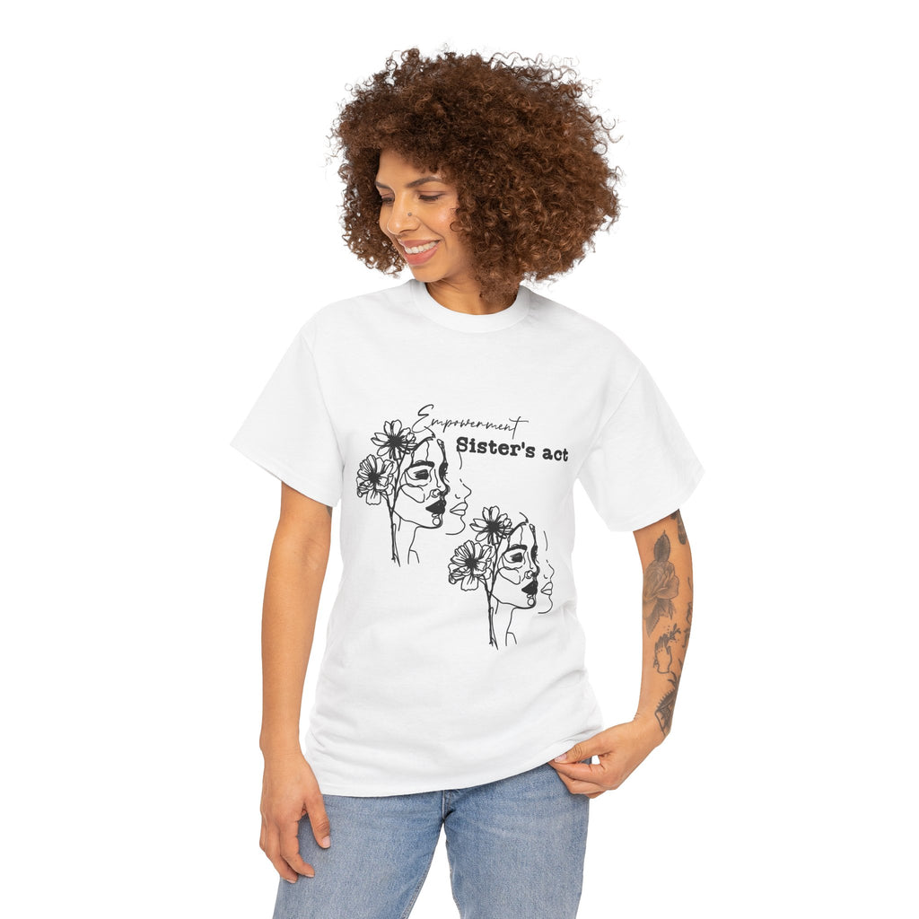 Sisters Act Line Art Faces tee Floral Portrait T-Shirt