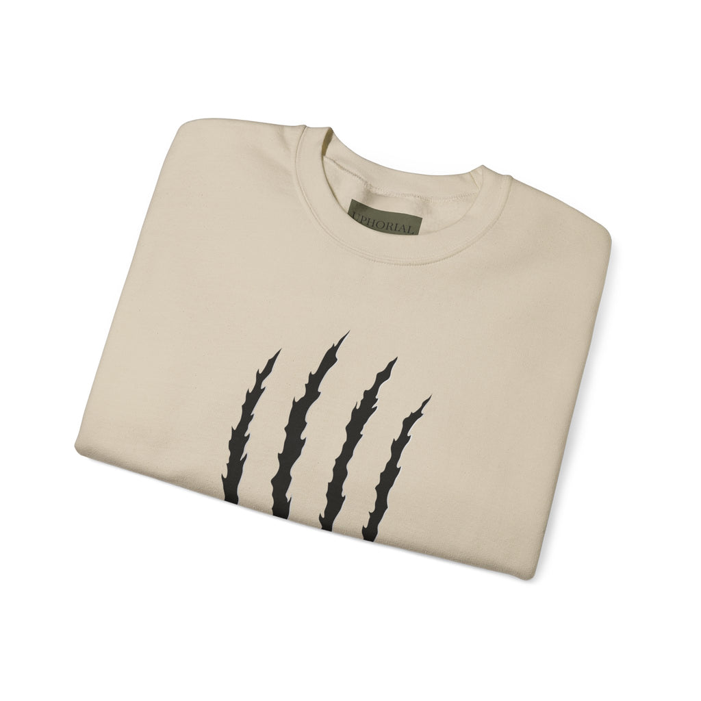 Crewneck Sweatshirt — Distressed Claw Marks & Star Sleeve Graphic