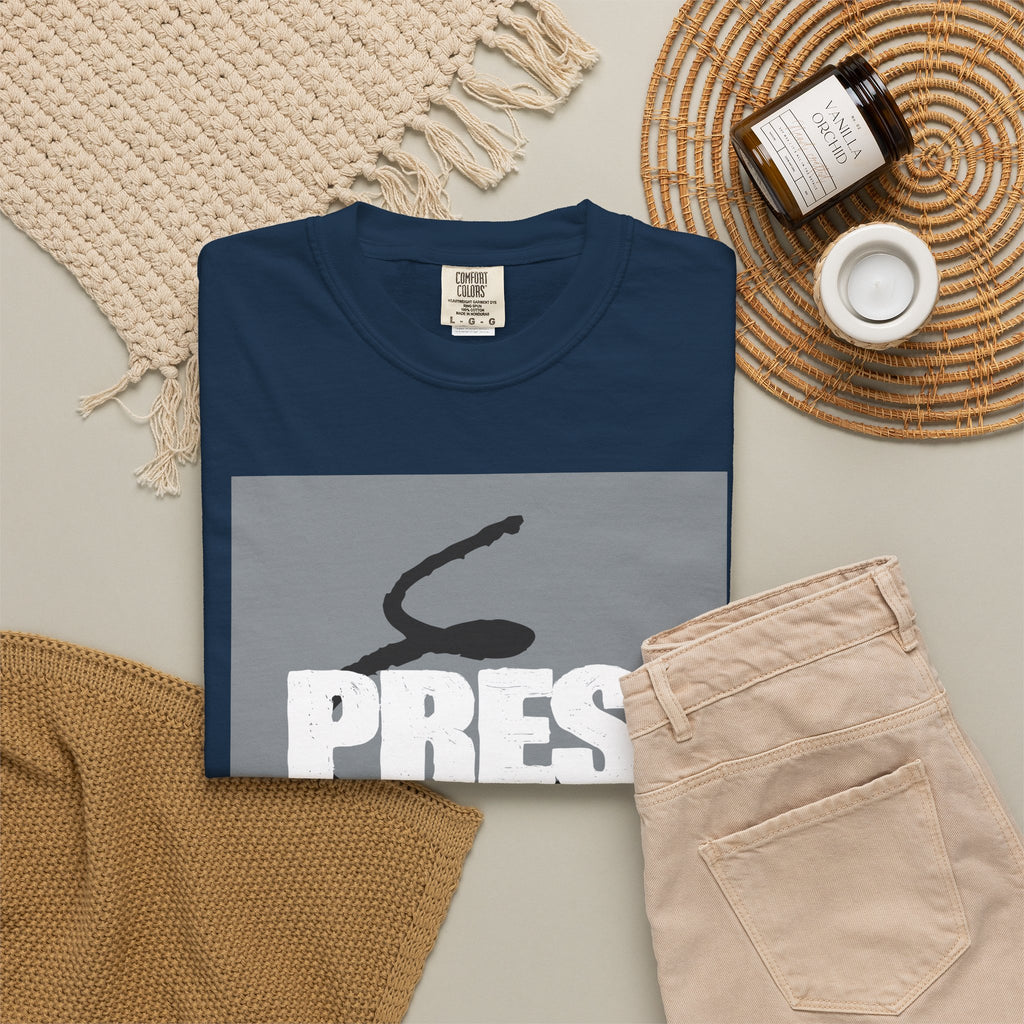 Pressure Graphic T-Shirt — Bold Text & Abstract Ink Illustration
