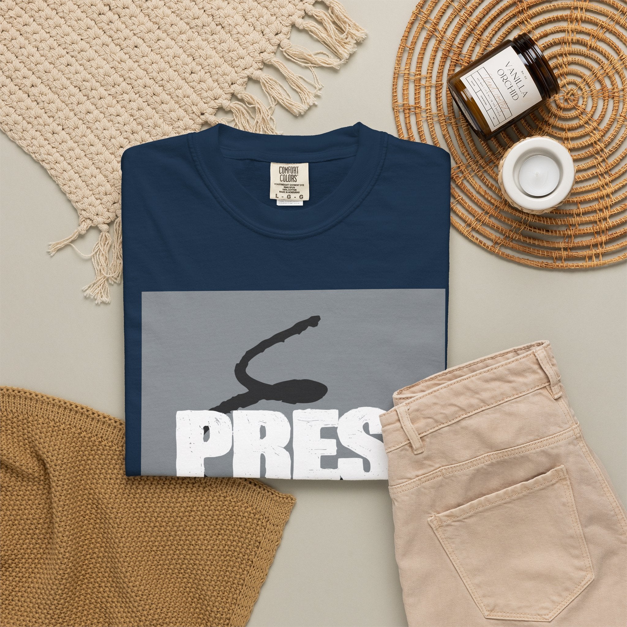 Pressure Graphic T-Shirt — Bold Text & Abstract Ink Illustration