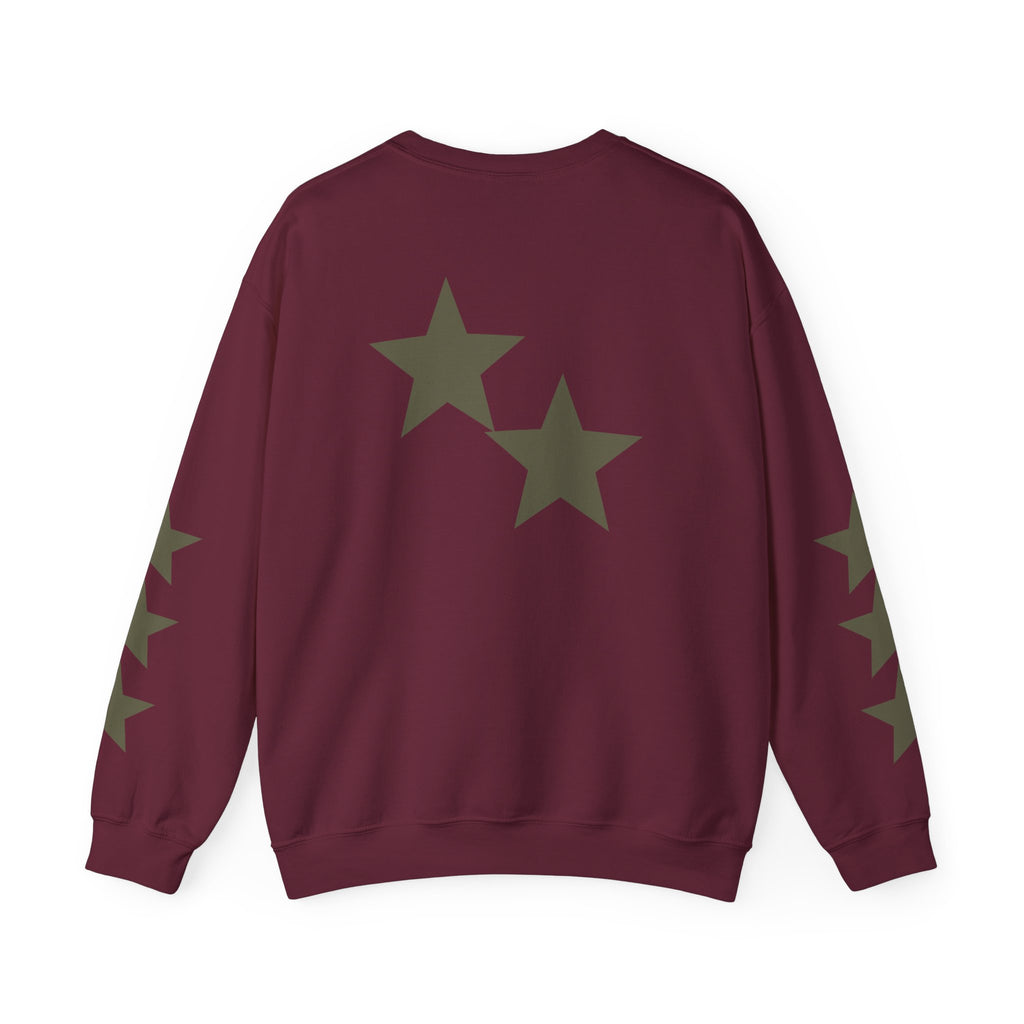 Crewneck Sweatshirt — Distressed Claw Marks & Star Sleeve Graphic