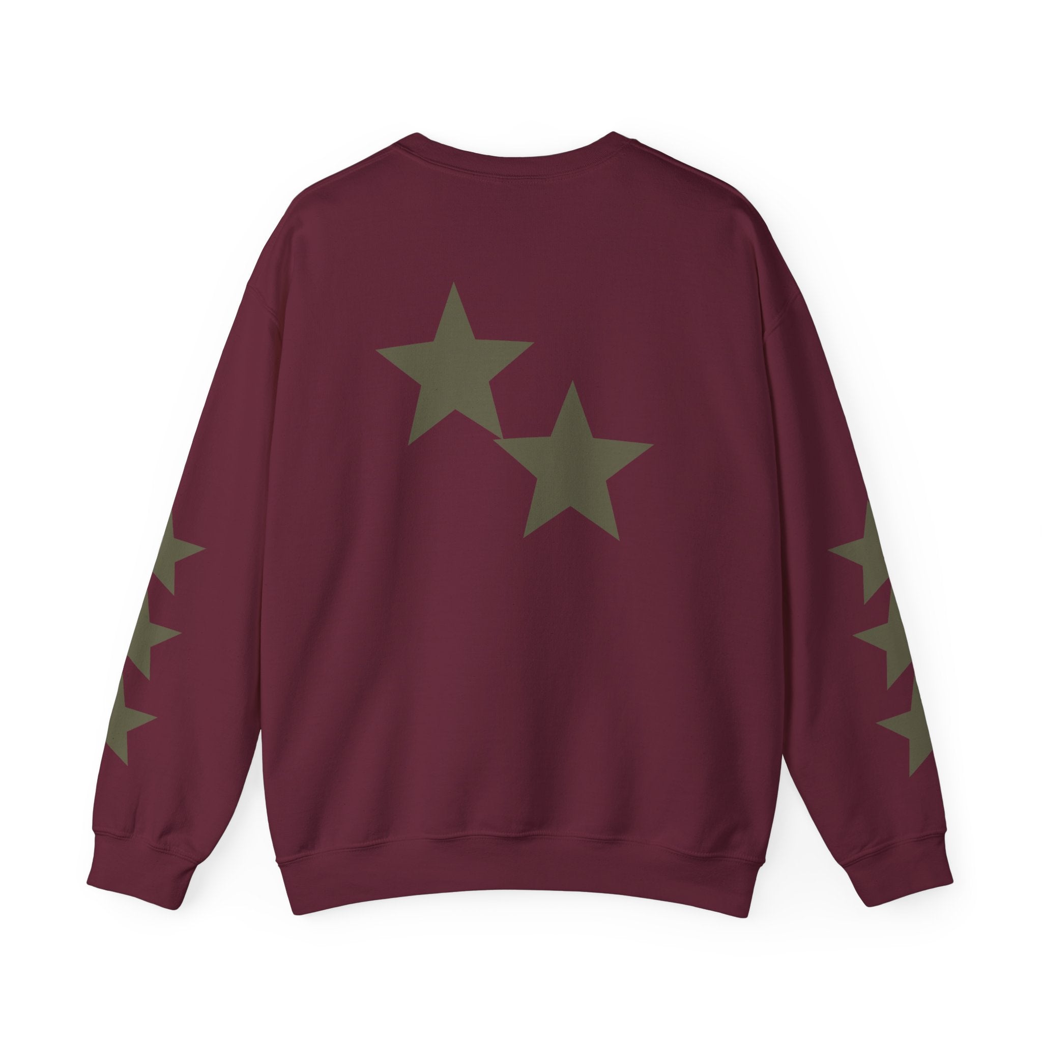 Crewneck Sweatshirt — Distressed Claw Marks & Star Sleeve Graphic