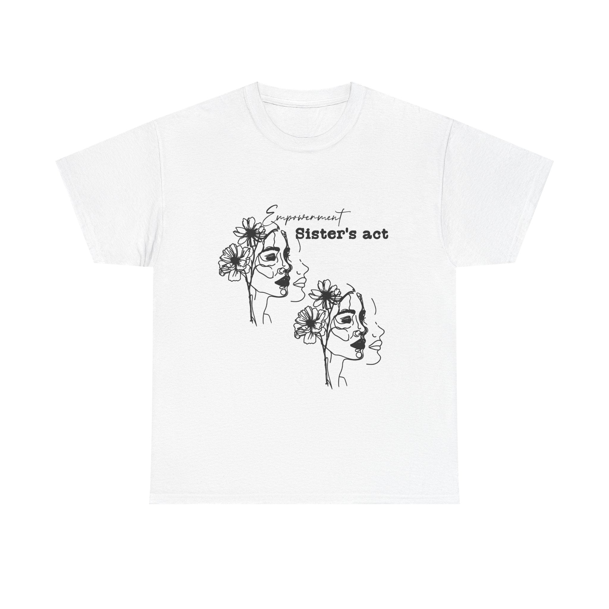 Sisters Act Line Art Faces tee Floral Portrait T-Shirt