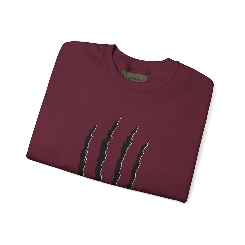 Crewneck Sweatshirt — Distressed Claw Marks & Star Sleeve Graphic