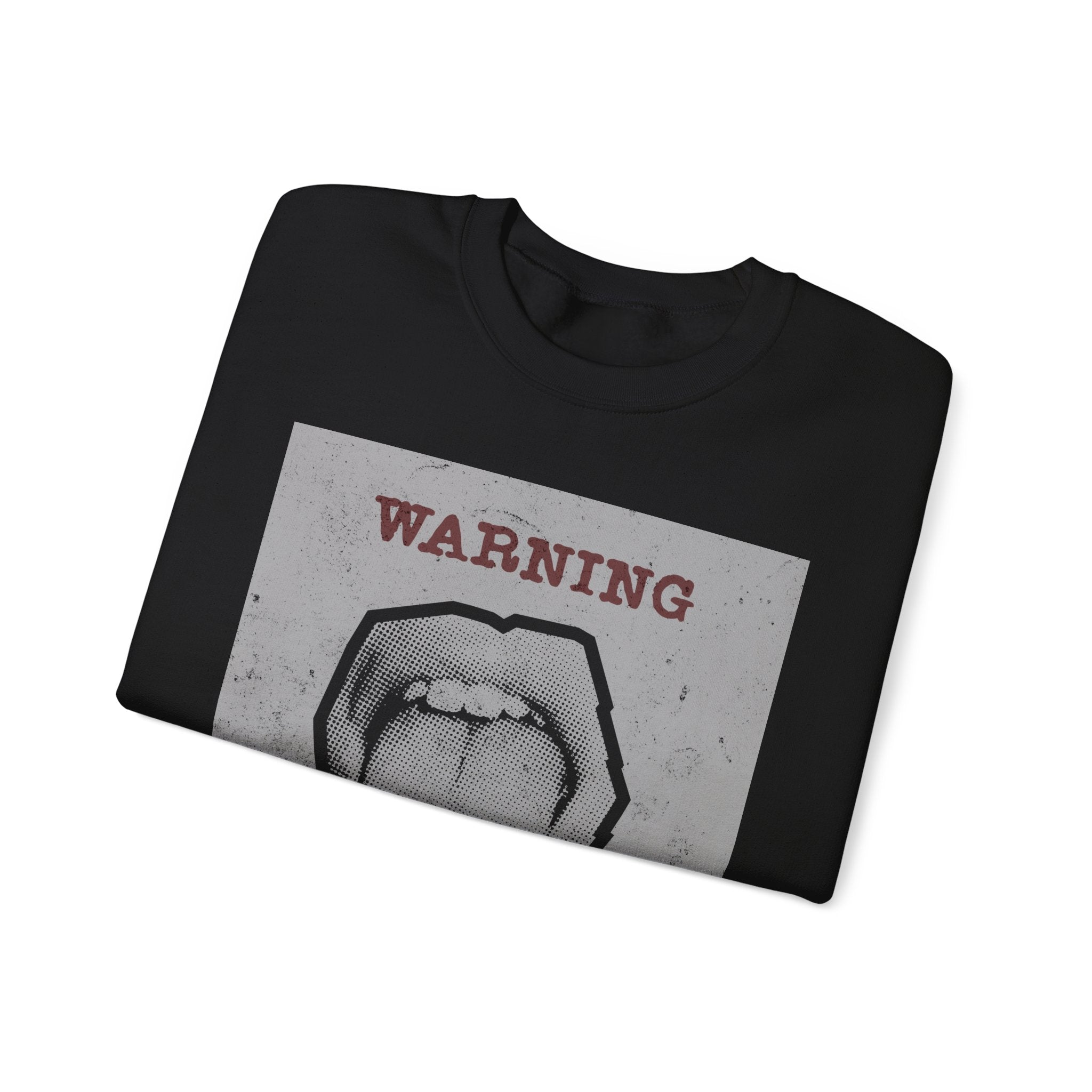 Warning I Speak In Tongues sweatshirt | Graphic Tongue Illustration, Grunge Poster Style