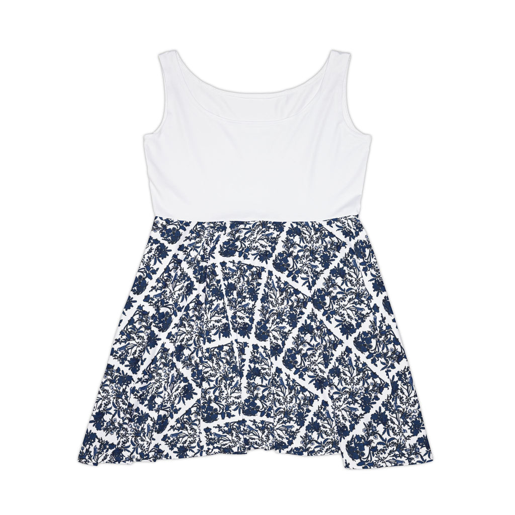 Navy Floral Women's Skater Dress, Casual Summer Dress, Party Dress, Beach Dress, Festival Outfit, Everyday Wear