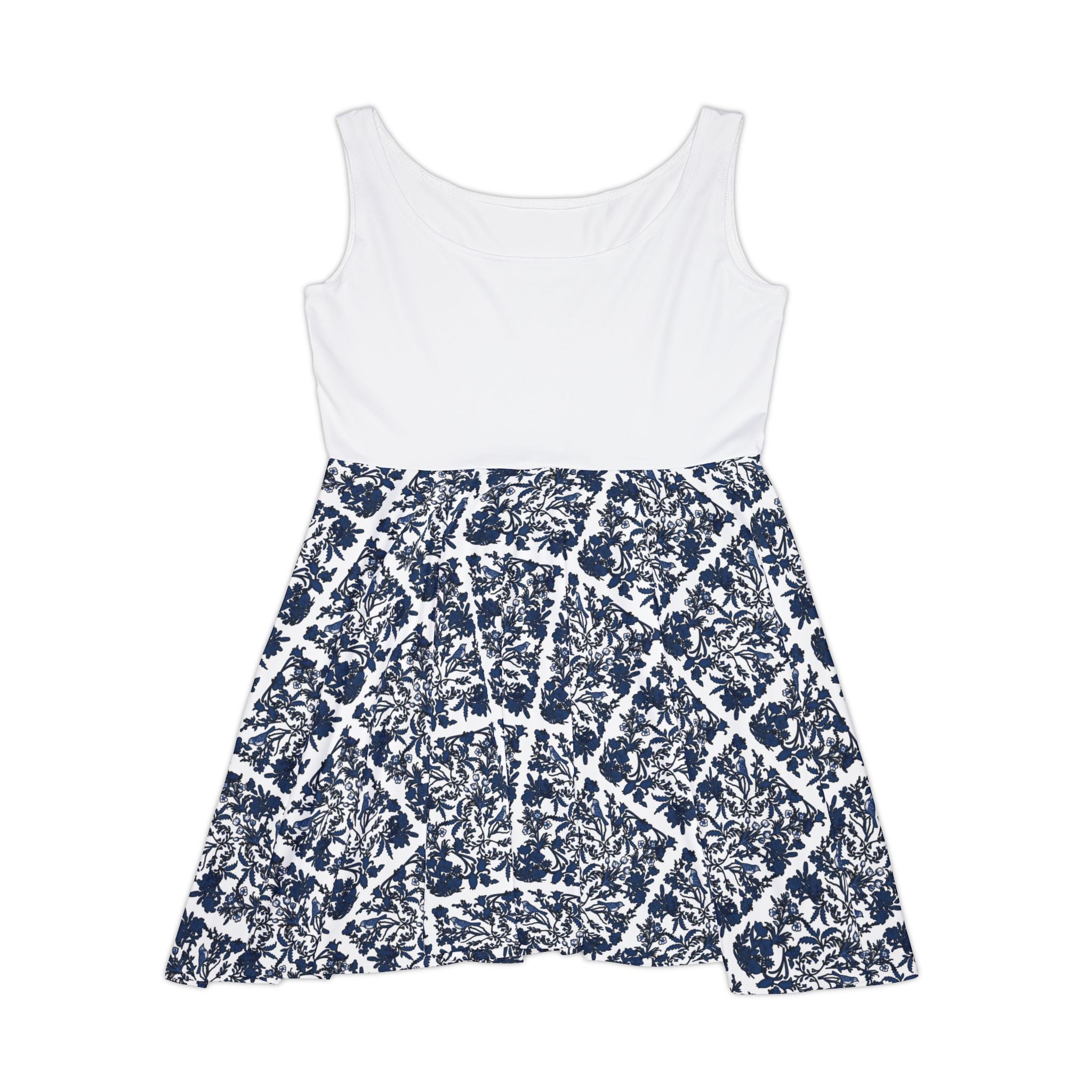 Navy Floral Women's Skater Dress, Casual Summer Dress, Party Dress, Beach Dress, Festival Outfit, Everyday Wear