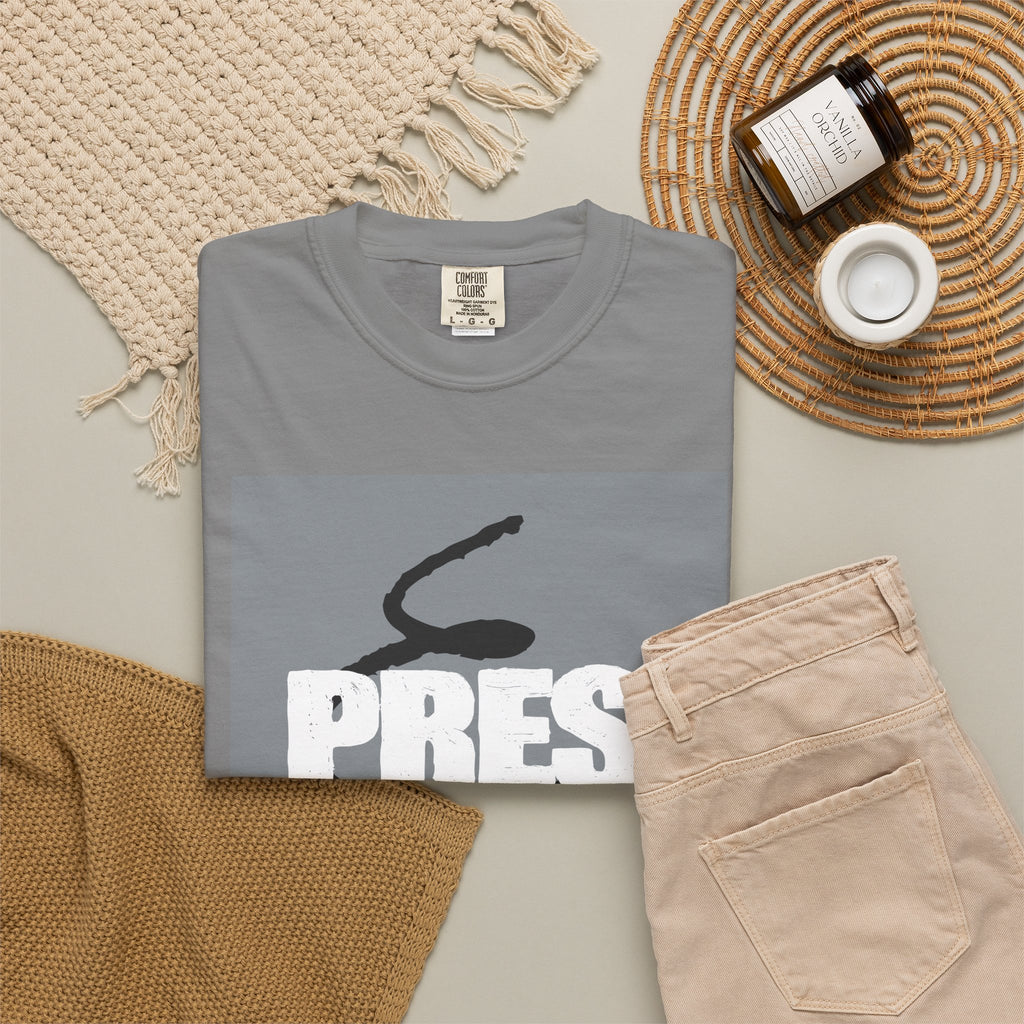 Pressure Graphic T-Shirt — Bold Text & Abstract Ink Illustration