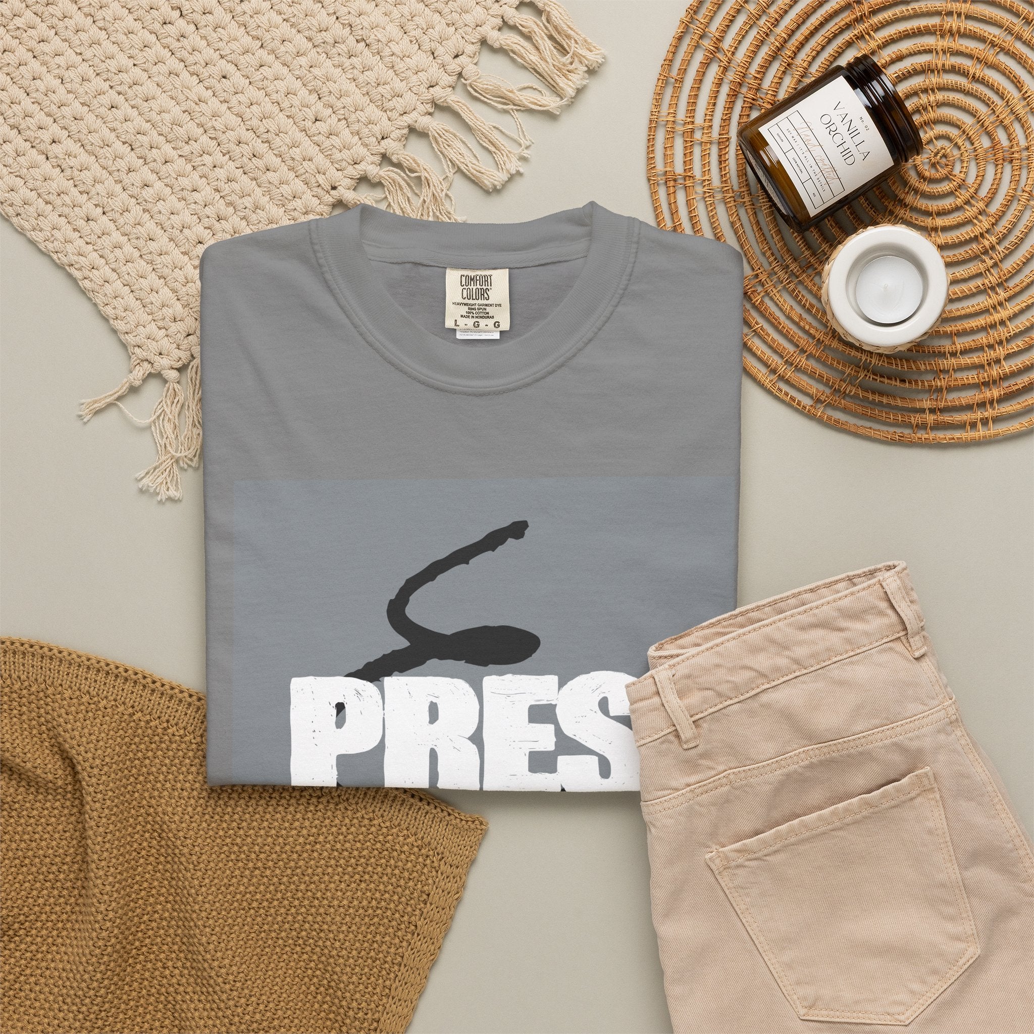Pressure Graphic T-Shirt — Bold Text & Abstract Ink Illustration