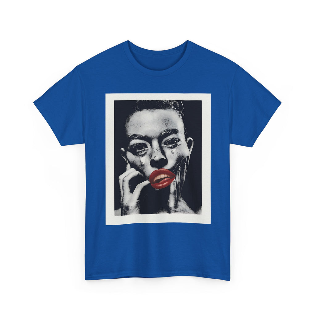 Artistic Unisex Heavy Cotton Tee, Abstract Portrait Graphic Shirt, Unique Everyday Wear, Gift for Art Lovers, Streetwear Fashion