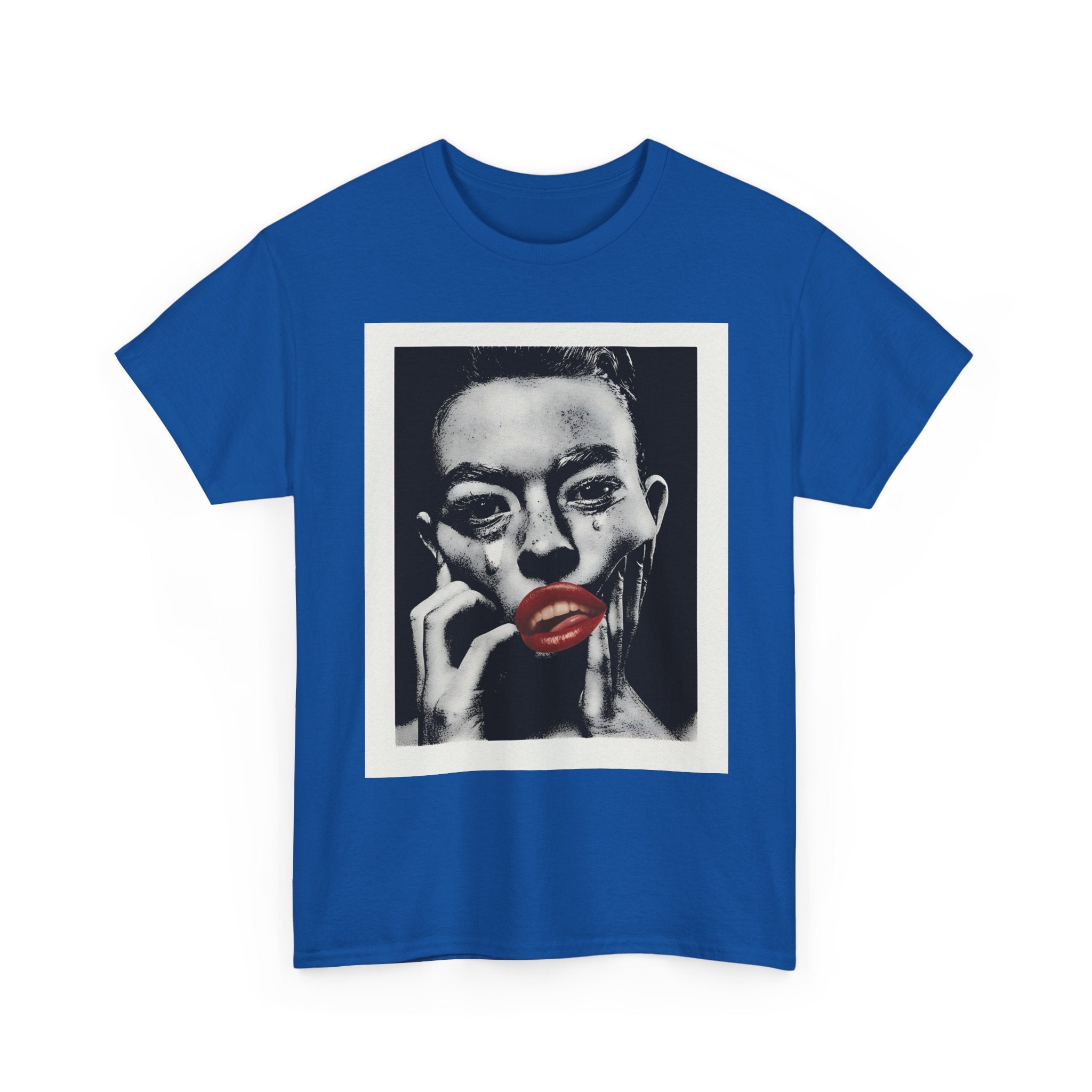 Artistic Unisex Heavy Cotton Tee, Abstract Portrait Graphic Shirt, Unique Everyday Wear, Gift for Art Lovers, Streetwear Fashion