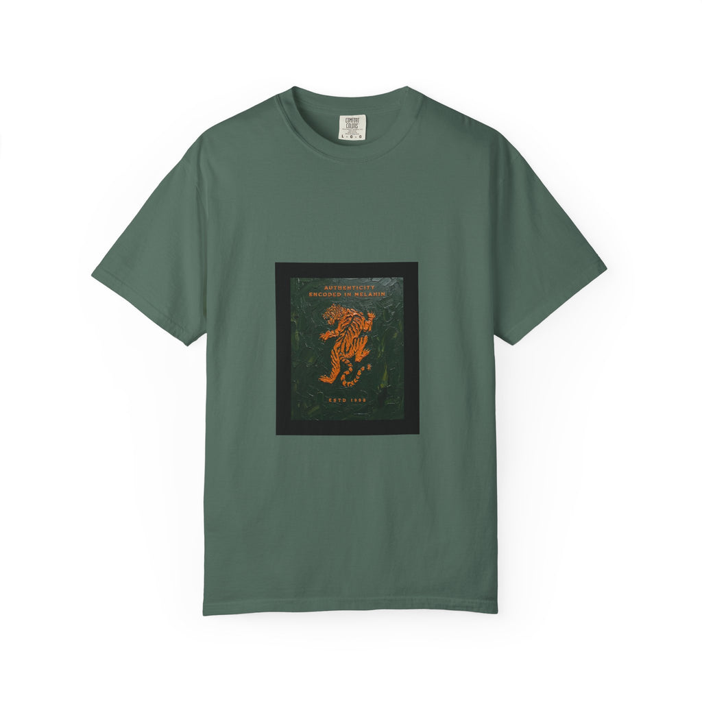 Vintage Botanical Tiger Graphic T-Shirt – "Into Wild" Garment-Dyed Tee