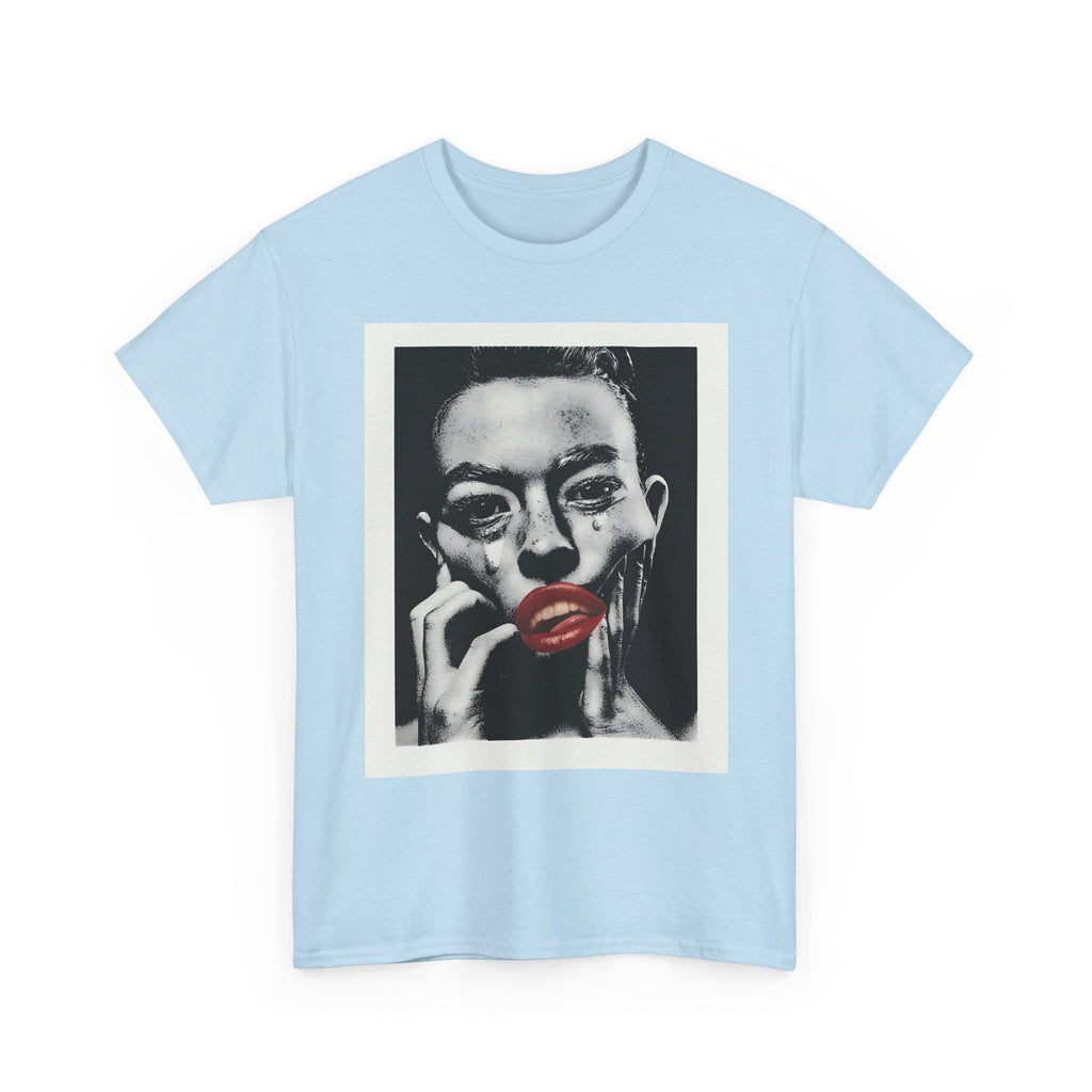 Artistic Unisex Heavy Cotton Tee, Abstract Portrait Graphic Shirt, Unique Everyday Wear, Gift for Art Lovers, Streetwear Fashion