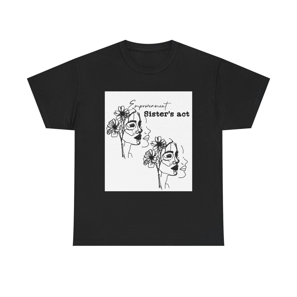 Sisters Act Line Art Faces tee Floral Portrait T-Shirt