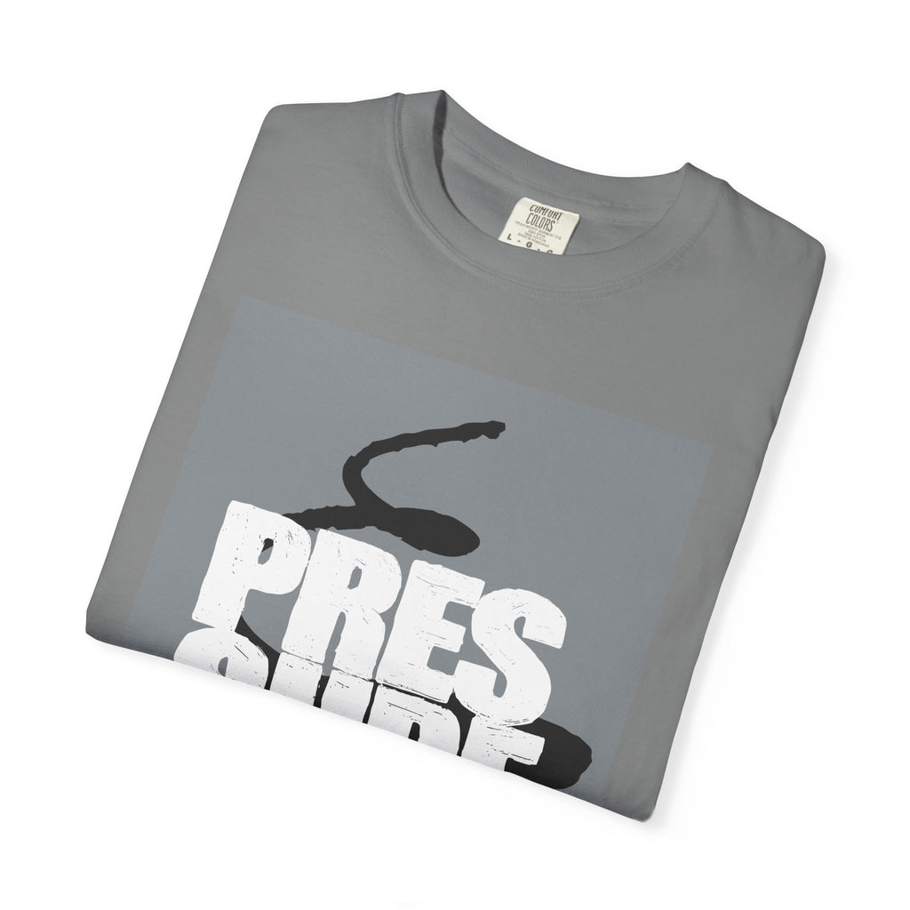 Pressure Graphic T-Shirt — Bold Text & Abstract Ink Illustration