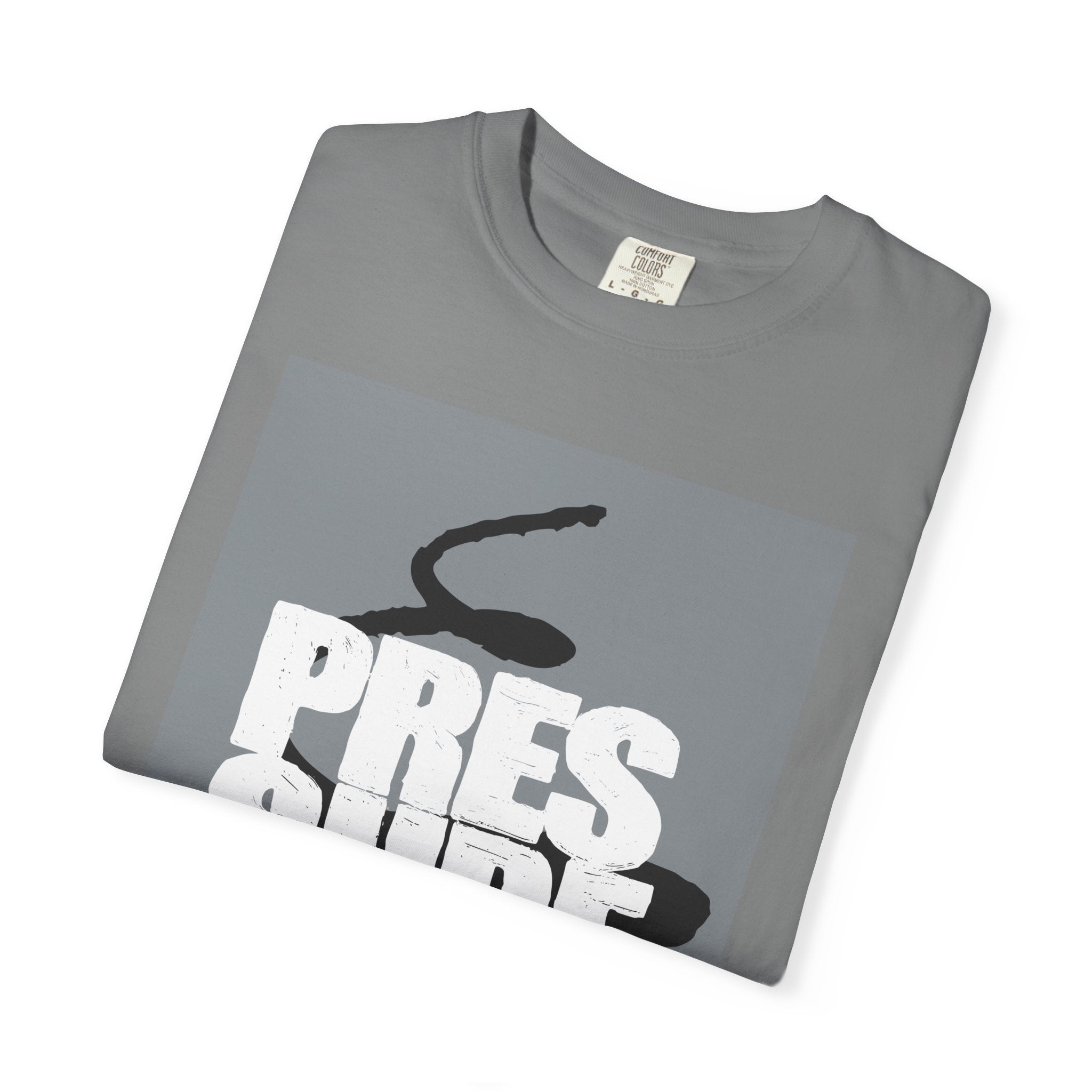 Pressure Graphic T-Shirt — Bold Text & Abstract Ink Illustration
