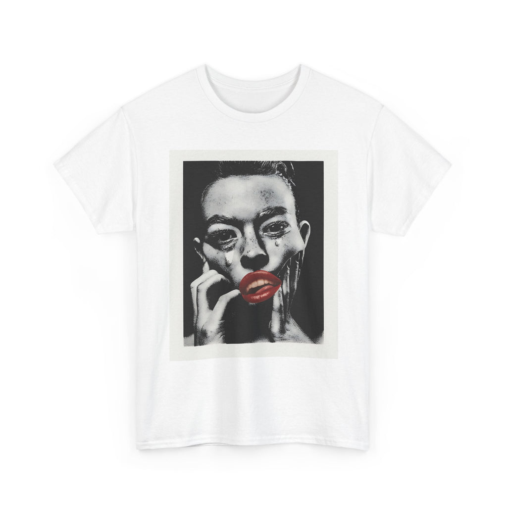 Artistic Unisex Heavy Cotton Tee, Abstract Portrait Graphic Shirt, Unique Everyday Wear, Gift for Art Lovers, Streetwear Fashion