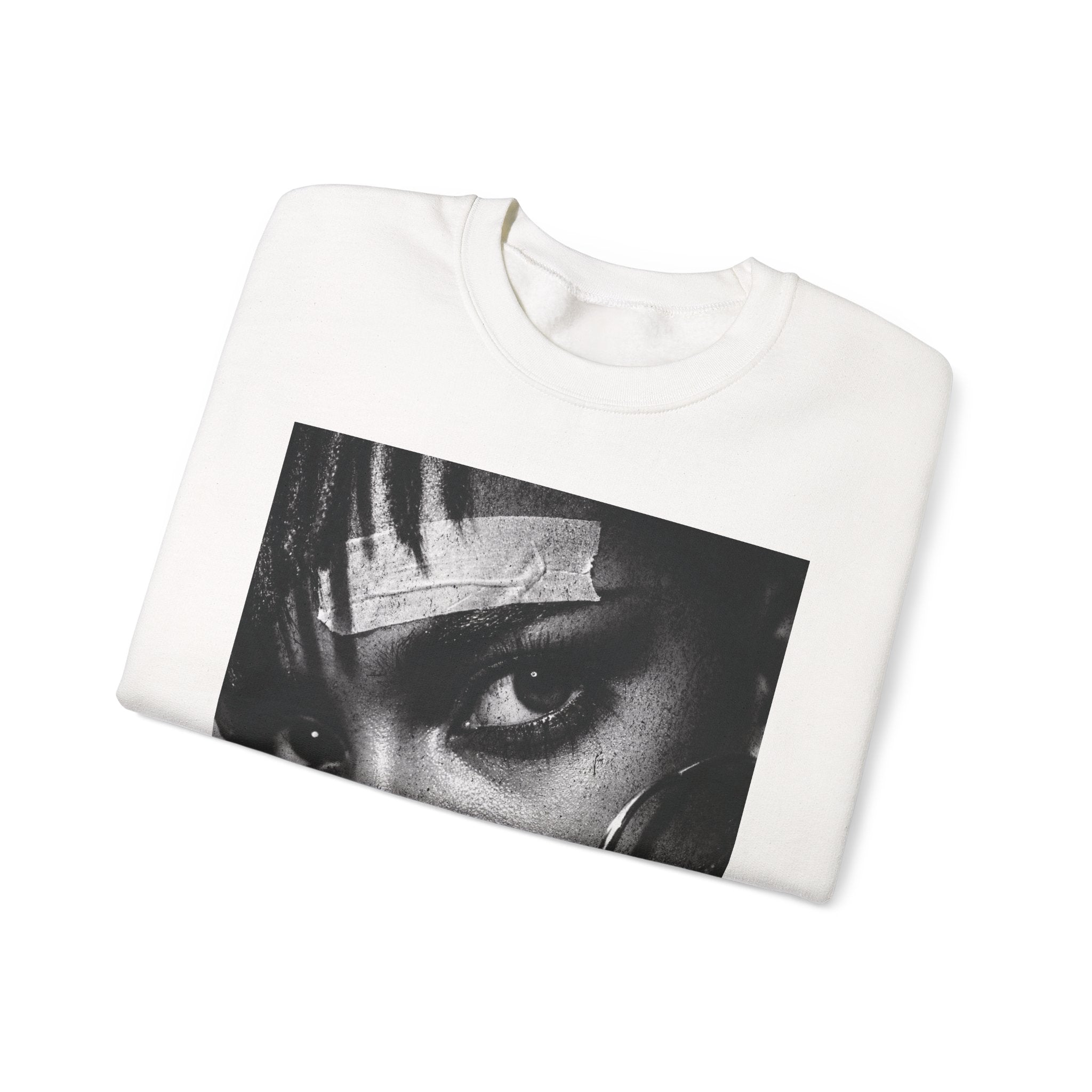 Black and White Portrait Crewneck Sweatshirt | Moody Face Graphic