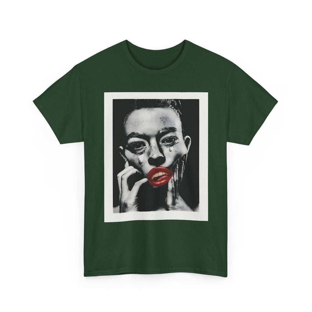 Artistic Unisex Heavy Cotton Tee, Abstract Portrait Graphic Shirt, Unique Everyday Wear, Gift for Art Lovers, Streetwear Fashion