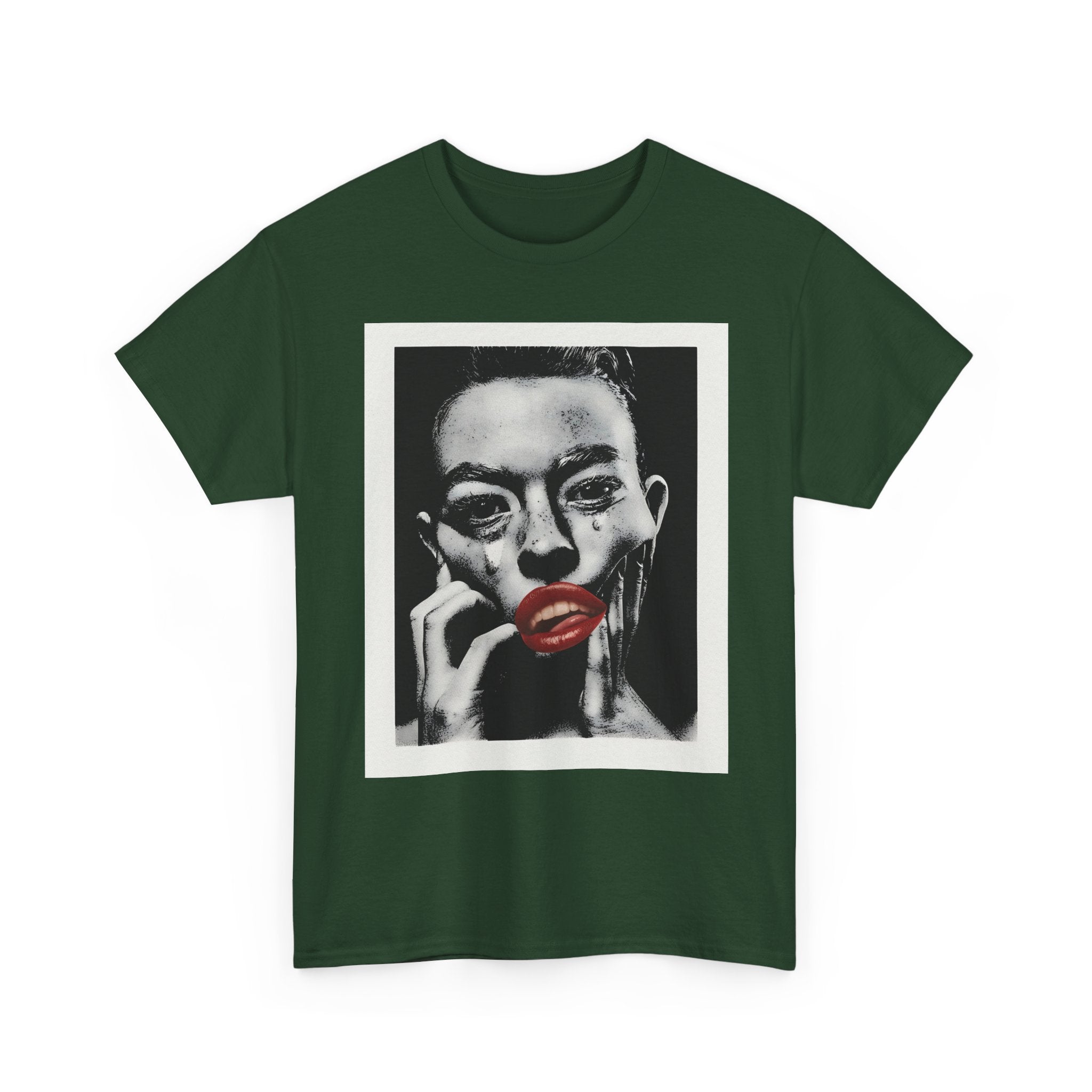 Artistic Unisex Heavy Cotton Tee, Abstract Portrait Graphic Shirt, Unique Everyday Wear, Gift for Art Lovers, Streetwear Fashion