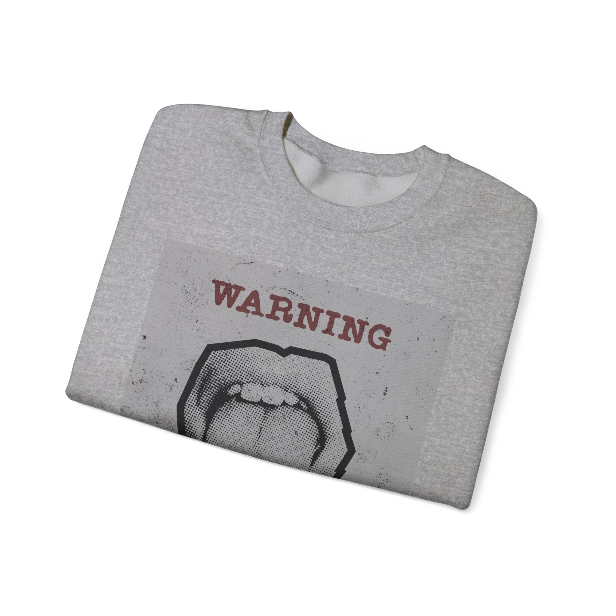 Warning I Speak In Tongues sweatshirt | Graphic Tongue Illustration, Grunge Poster Style