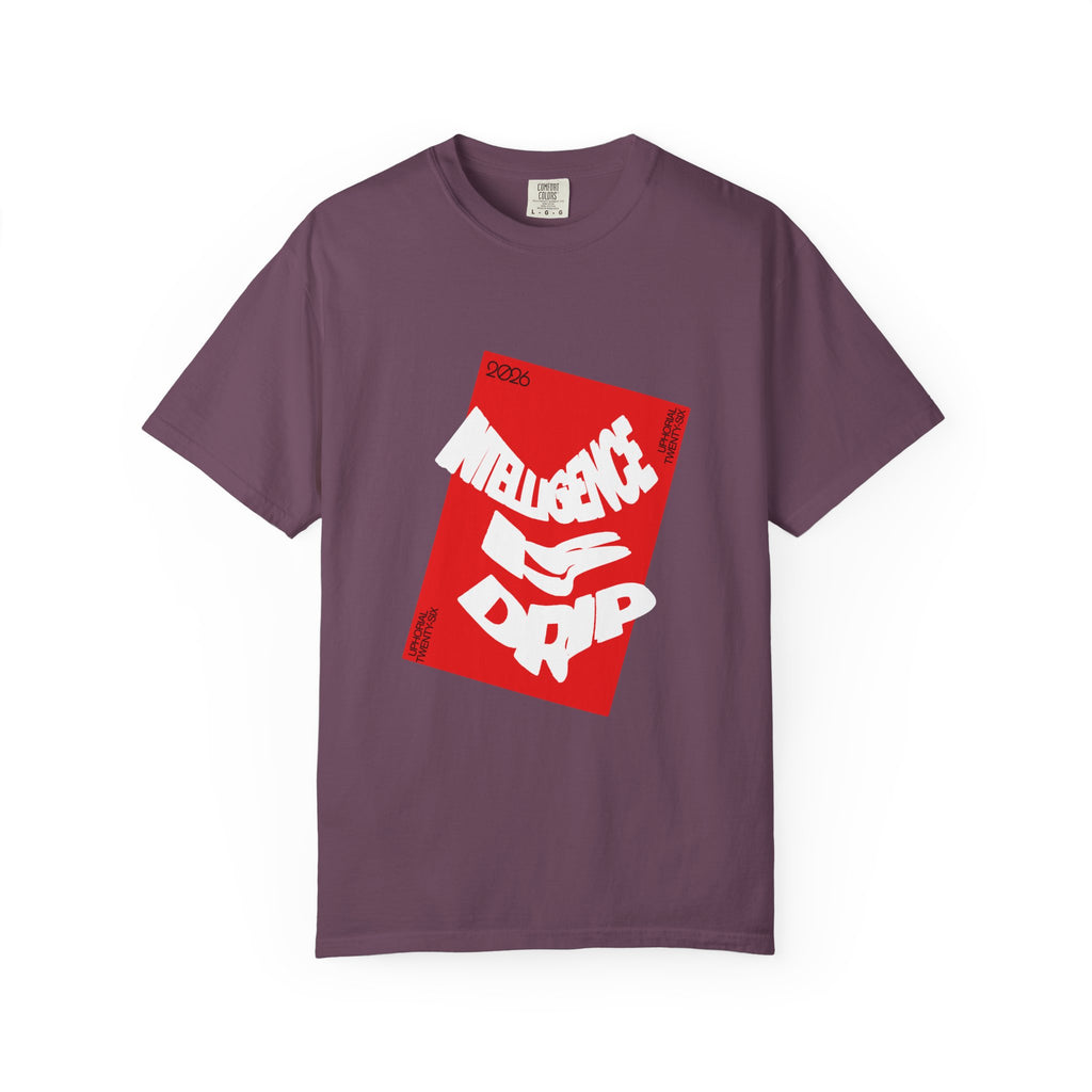 Graphic Tee — "Intelligence Drip" Red Block Design