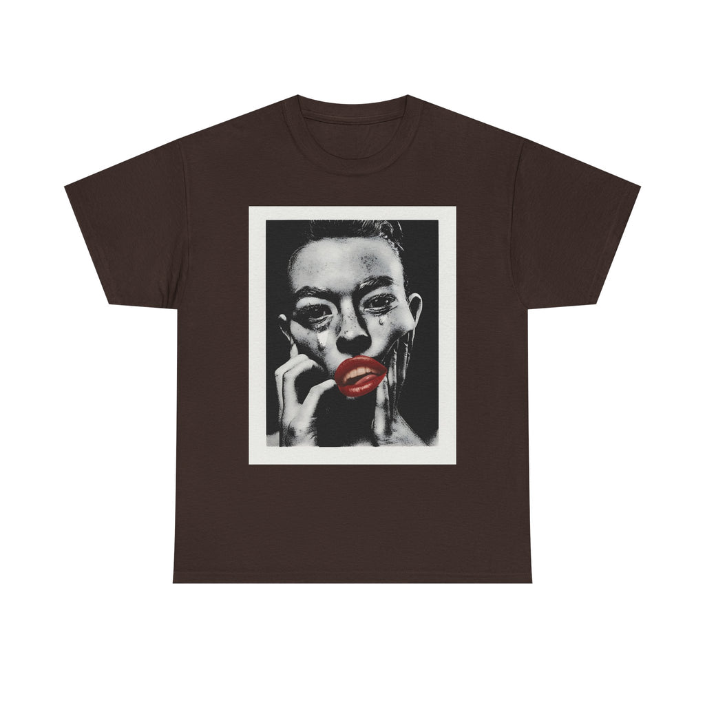 Artistic Unisex Heavy Cotton Tee, Abstract Portrait Graphic Shirt, Unique Everyday Wear, Gift for Art Lovers, Streetwear Fashion