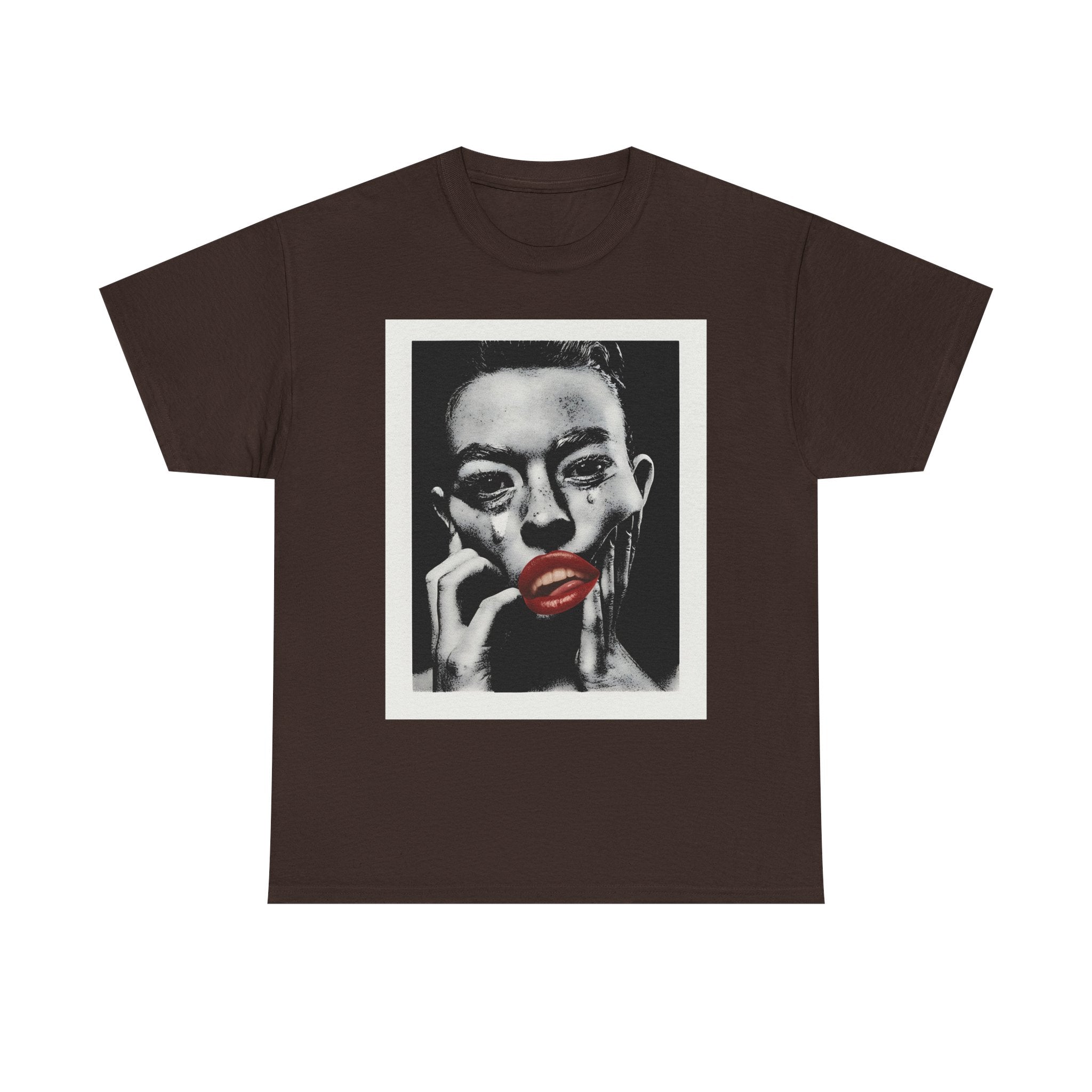 Artistic Unisex Heavy Cotton Tee, Abstract Portrait Graphic Shirt, Unique Everyday Wear, Gift for Art Lovers, Streetwear Fashion