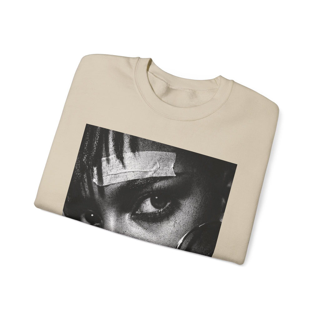 Black and White Portrait Crewneck Sweatshirt | Moody Face Graphic