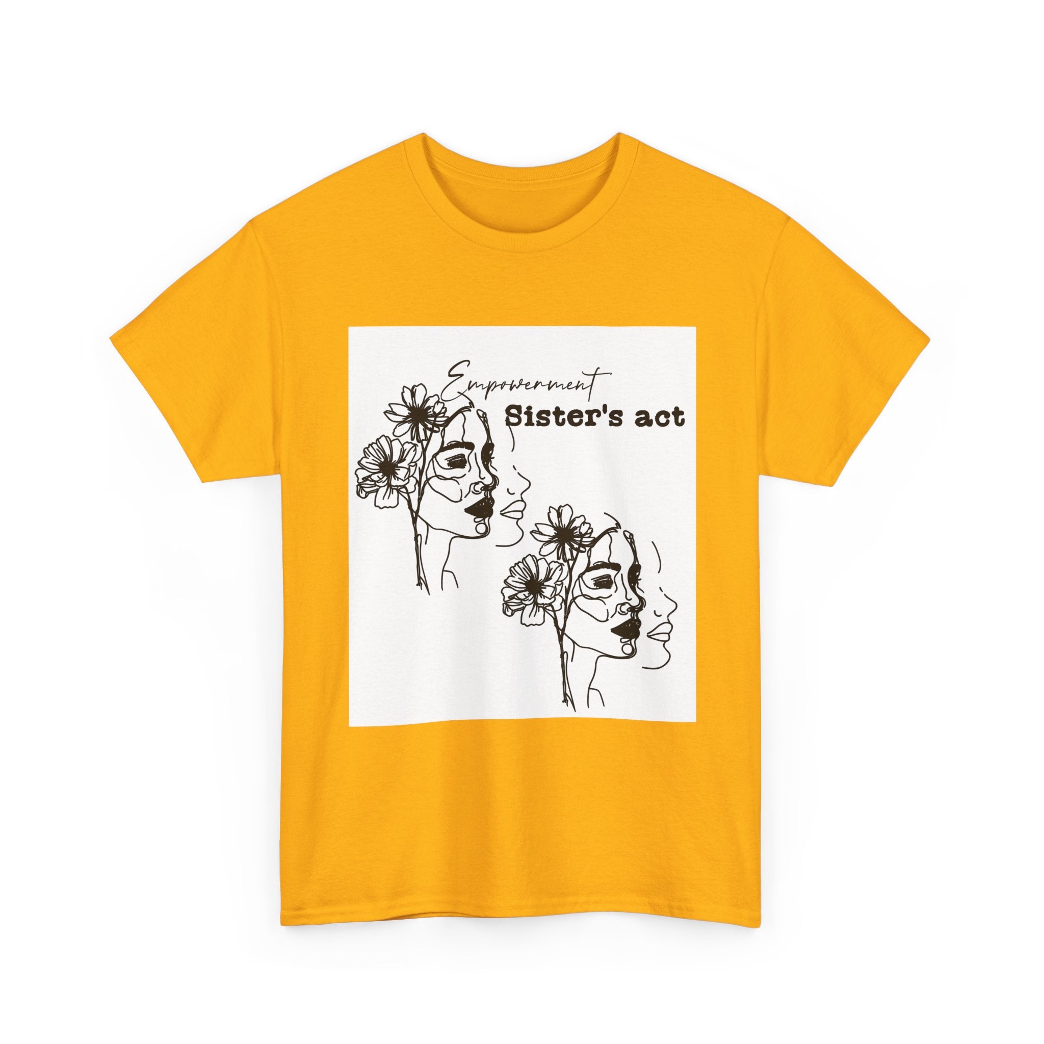 Sisters Act Line Art Faces tee Floral Portrait T-Shirt