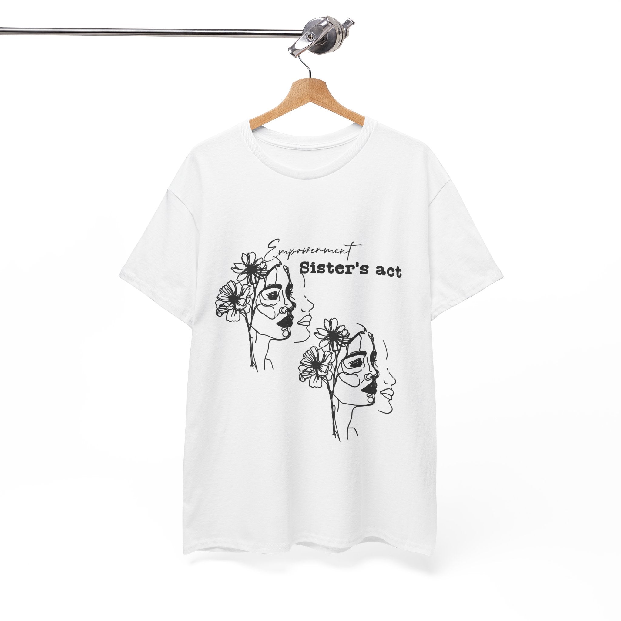 Sisters Act Line Art Faces tee Floral Portrait T-Shirt