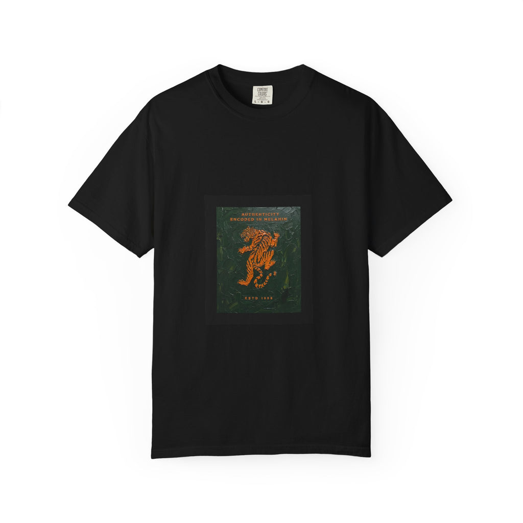 Vintage Botanical Tiger Graphic T-Shirt – "Into Wild" Garment-Dyed Tee