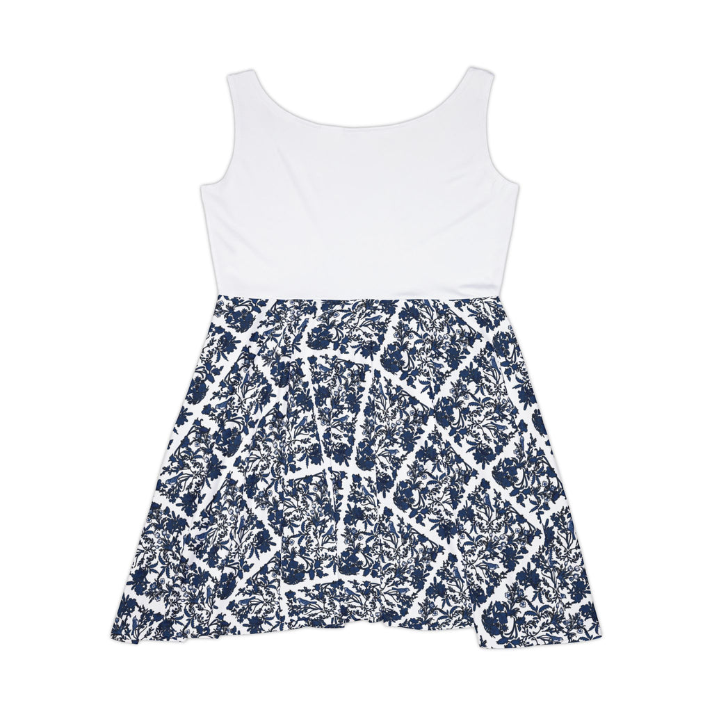 Navy Floral Women's Skater Dress, Casual Summer Dress, Party Dress, Beach Dress, Festival Outfit, Everyday Wear