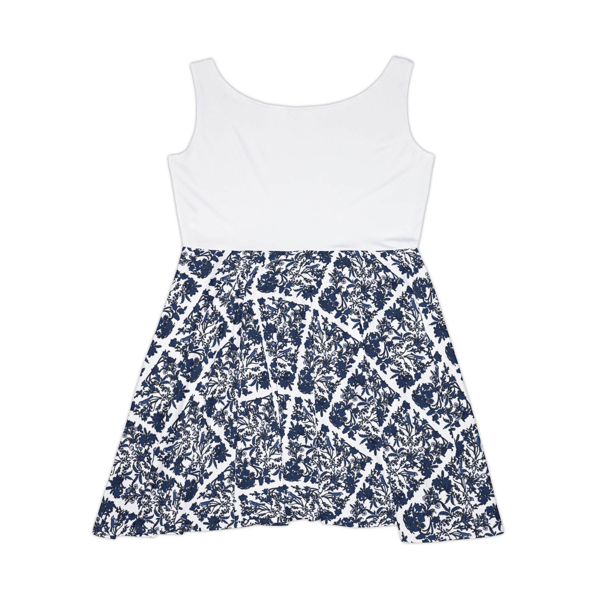 Navy Floral Women's Skater Dress, Casual Summer Dress, Party Dress, Beach Dress, Festival Outfit, Everyday Wear