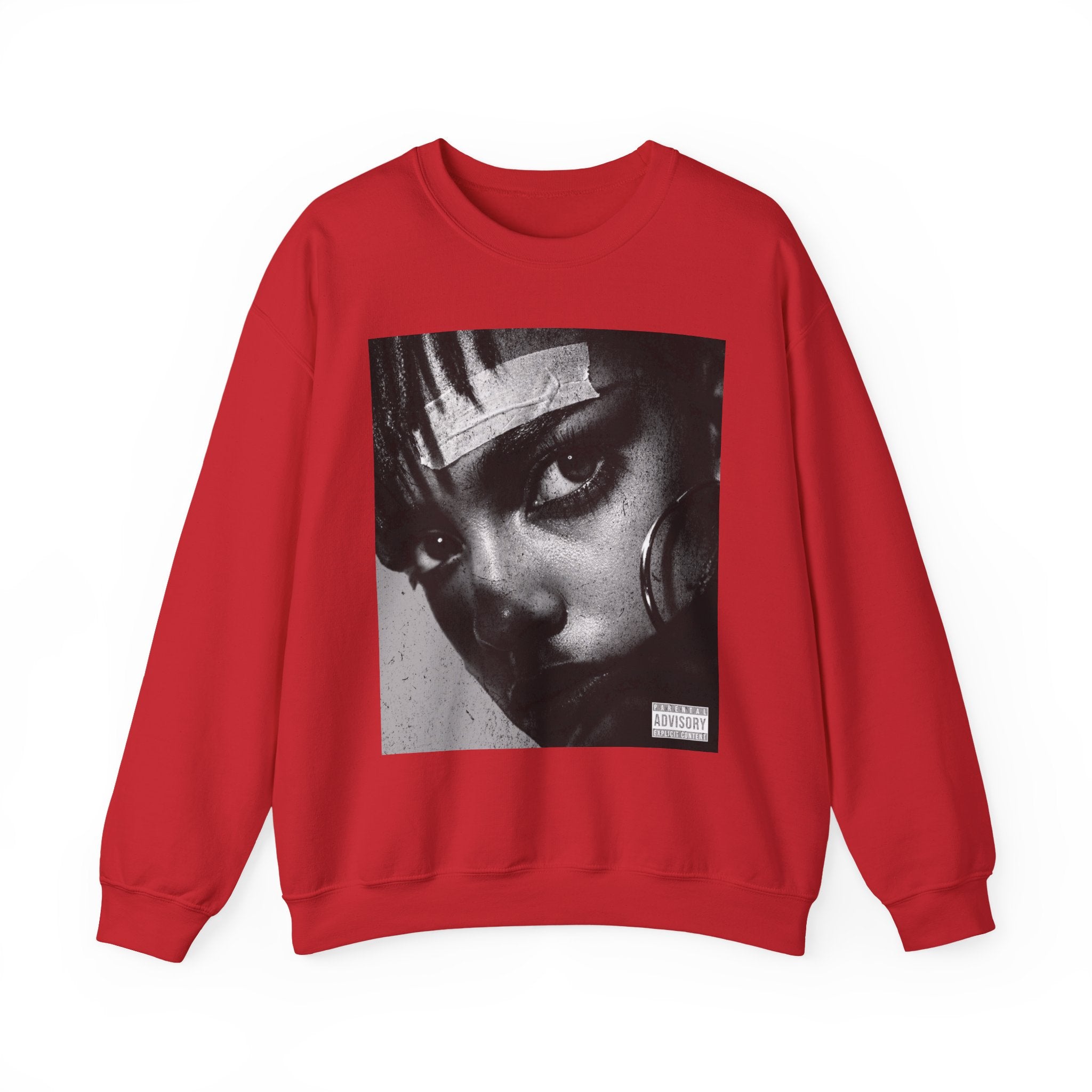 Black and White Portrait Crewneck Sweatshirt | Moody Face Graphic