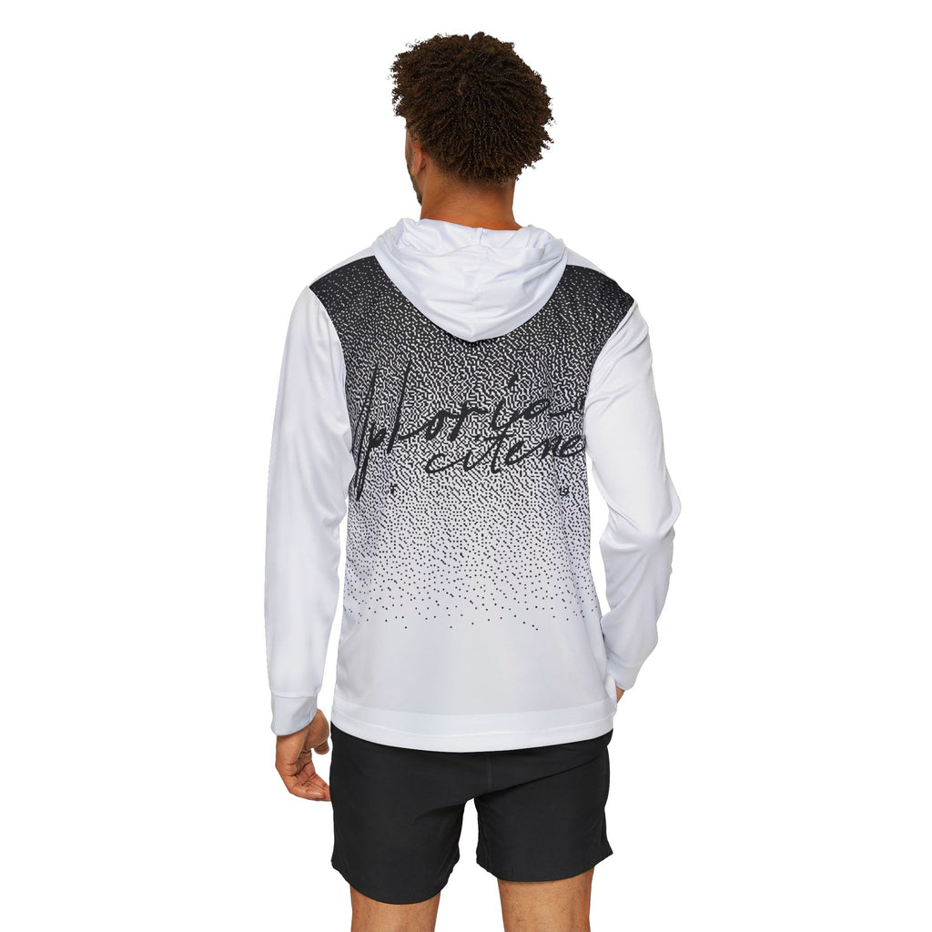Uphorial Excitement script print Hoodie | Black Ombre Speckle Design