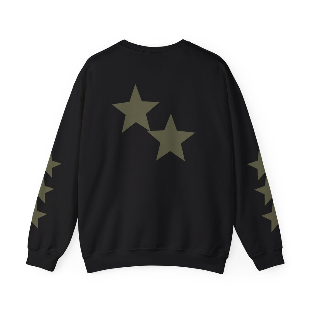 Crewneck Sweatshirt — Distressed Claw Marks & Star Sleeve Graphic