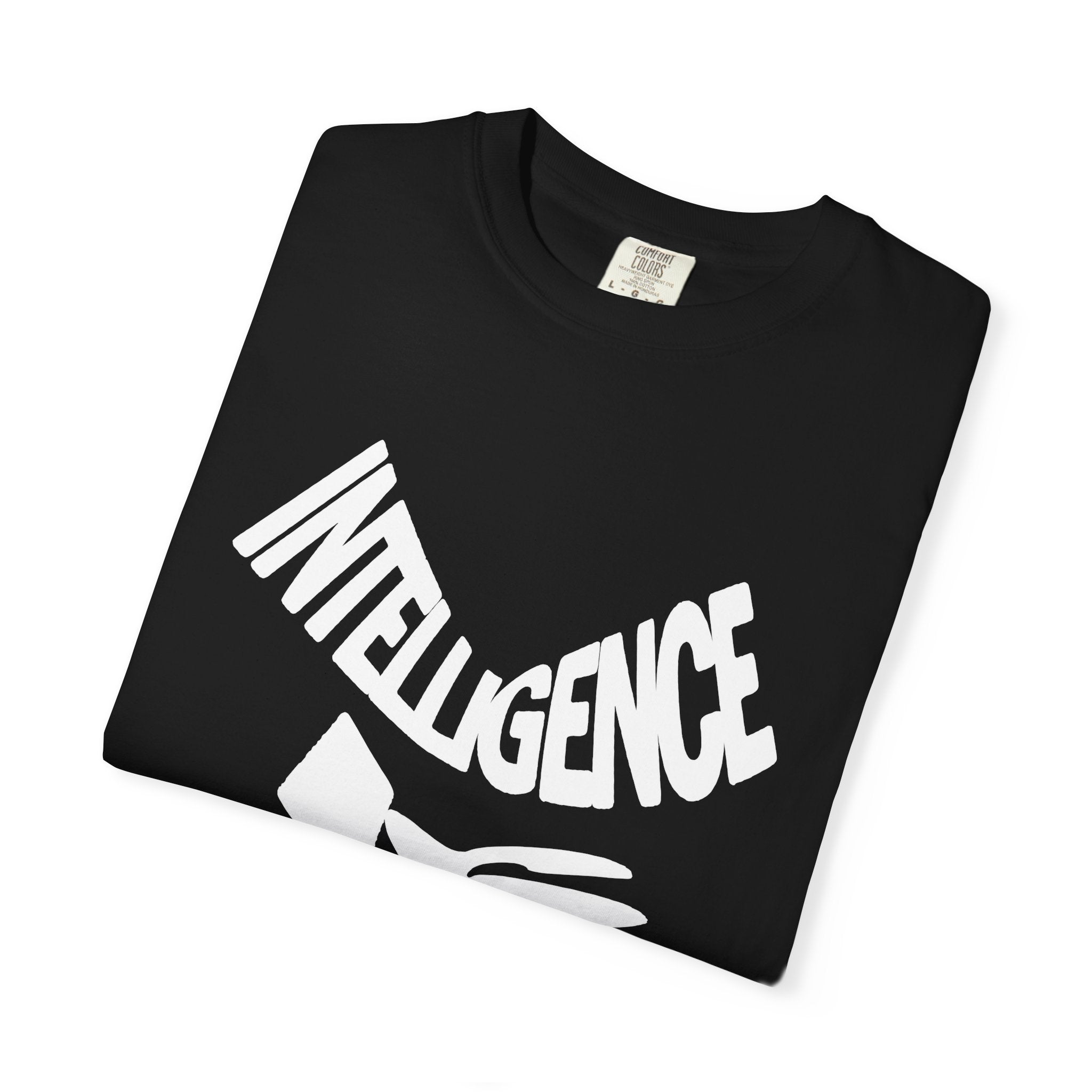 Intelligence Drip T-Shirt — Graphic Novelty Tee with Hand & Text Design